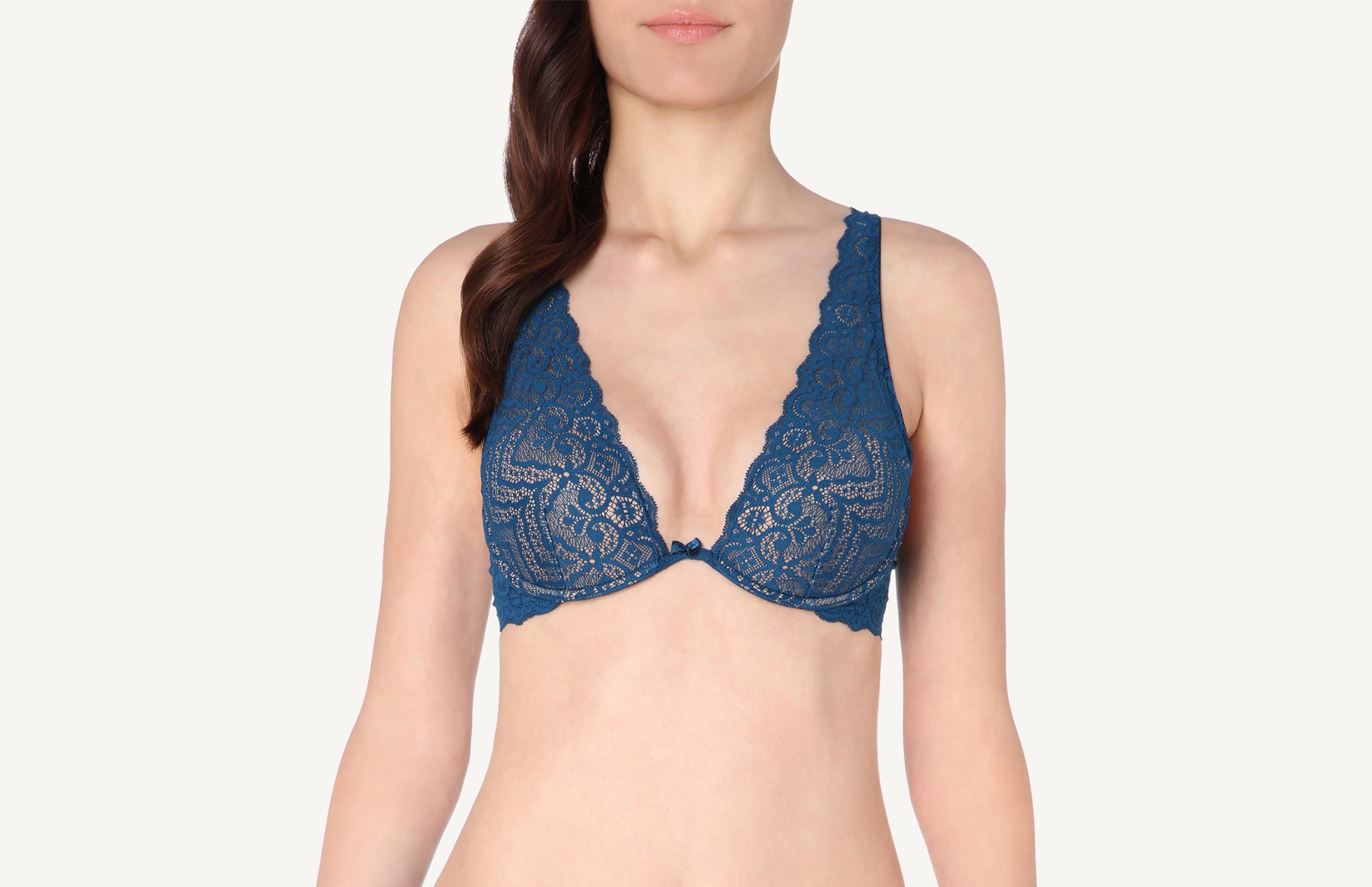 sutiã balconet elena com aro  em renda - azul