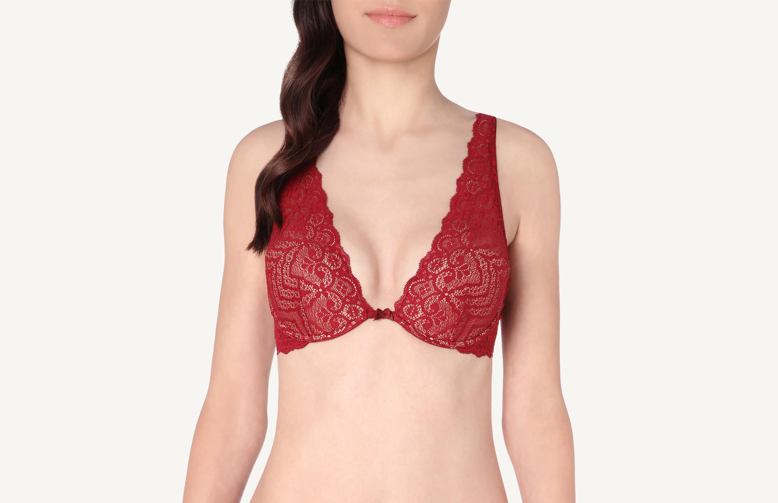 sutiã balconet elena com aro  em renda - vermelho