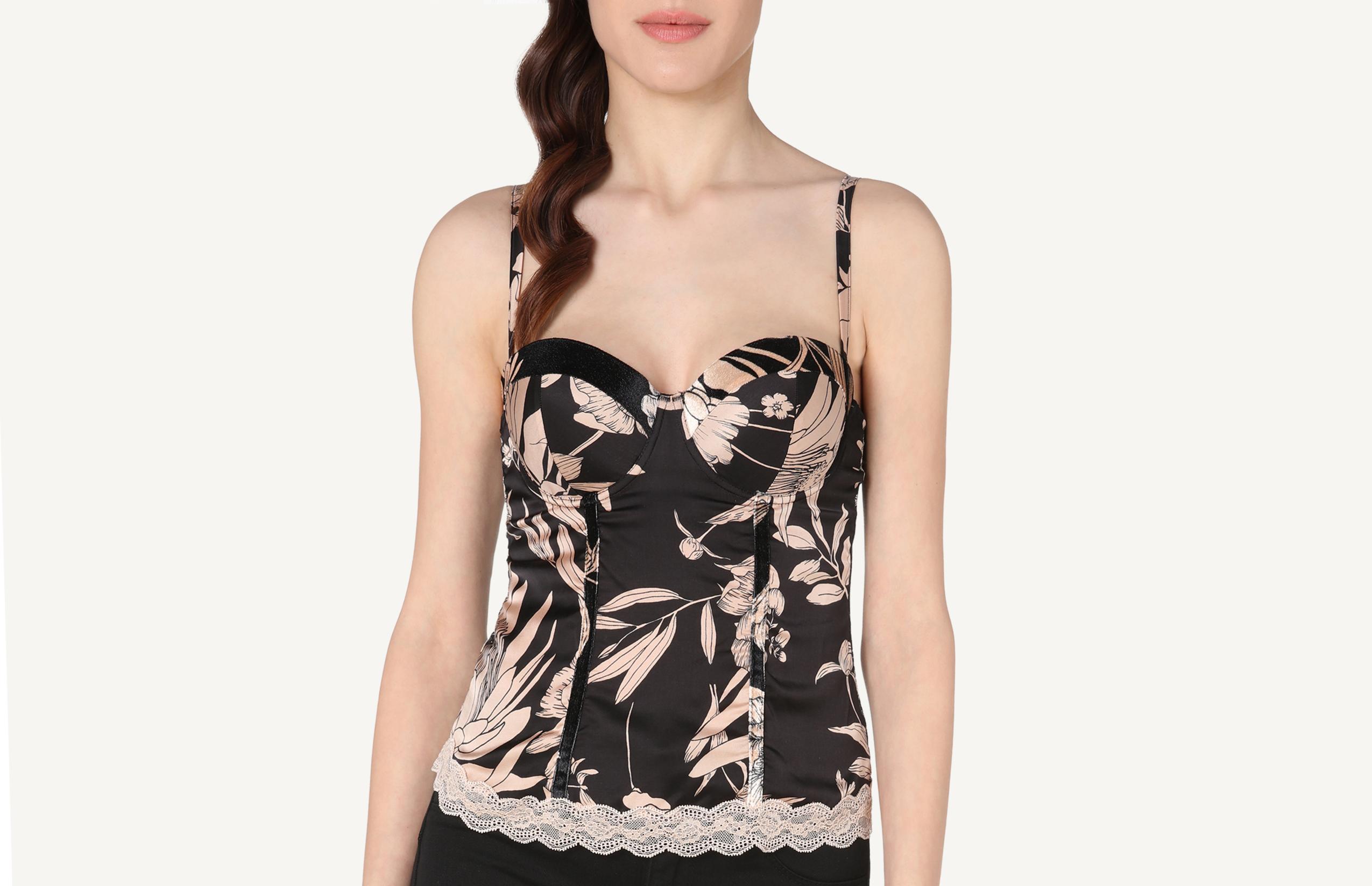 blusa moldado giada cetim viscose blooming sauvage - preto
