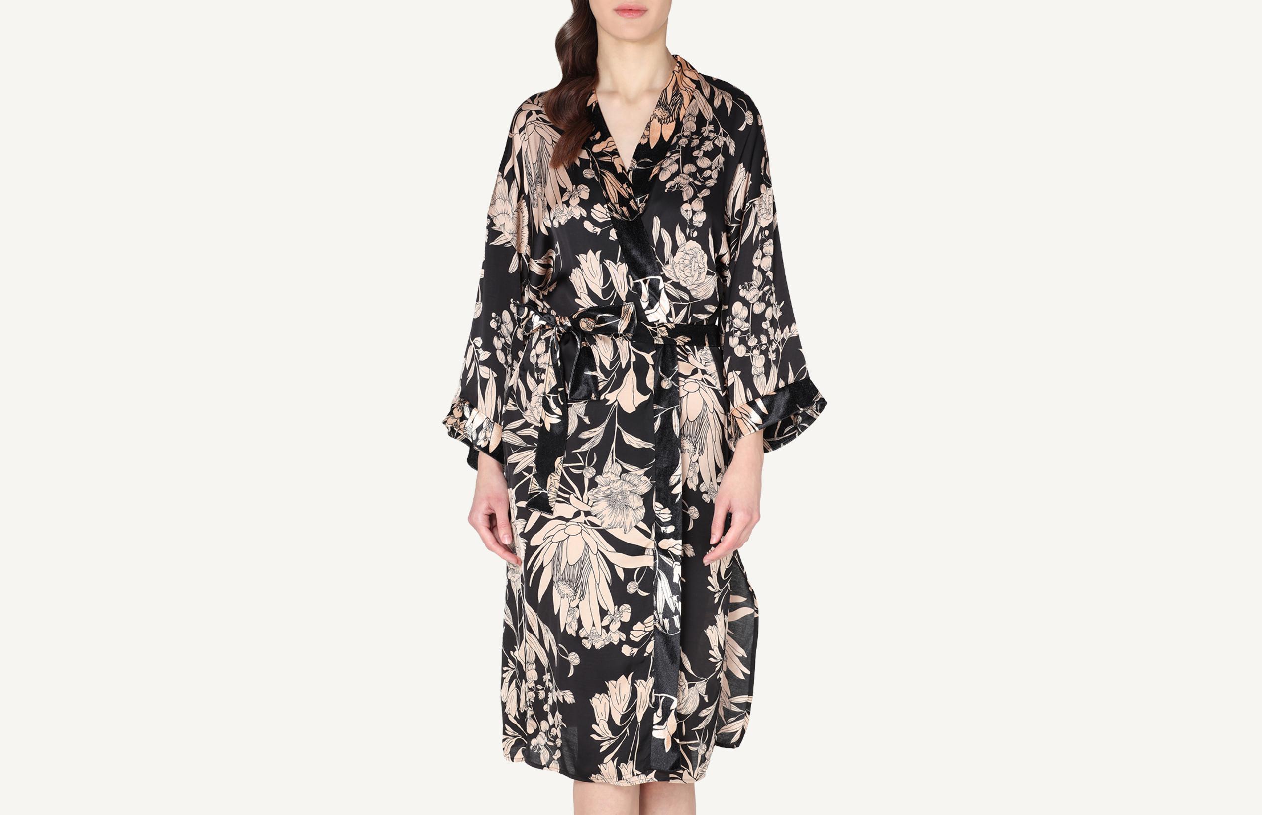 robe comprido em cetim de viscose - preto