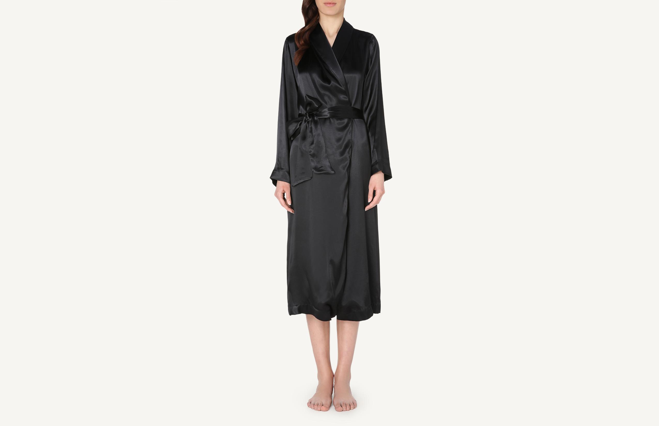 robe em cetim de viscose delicate flowers - preto