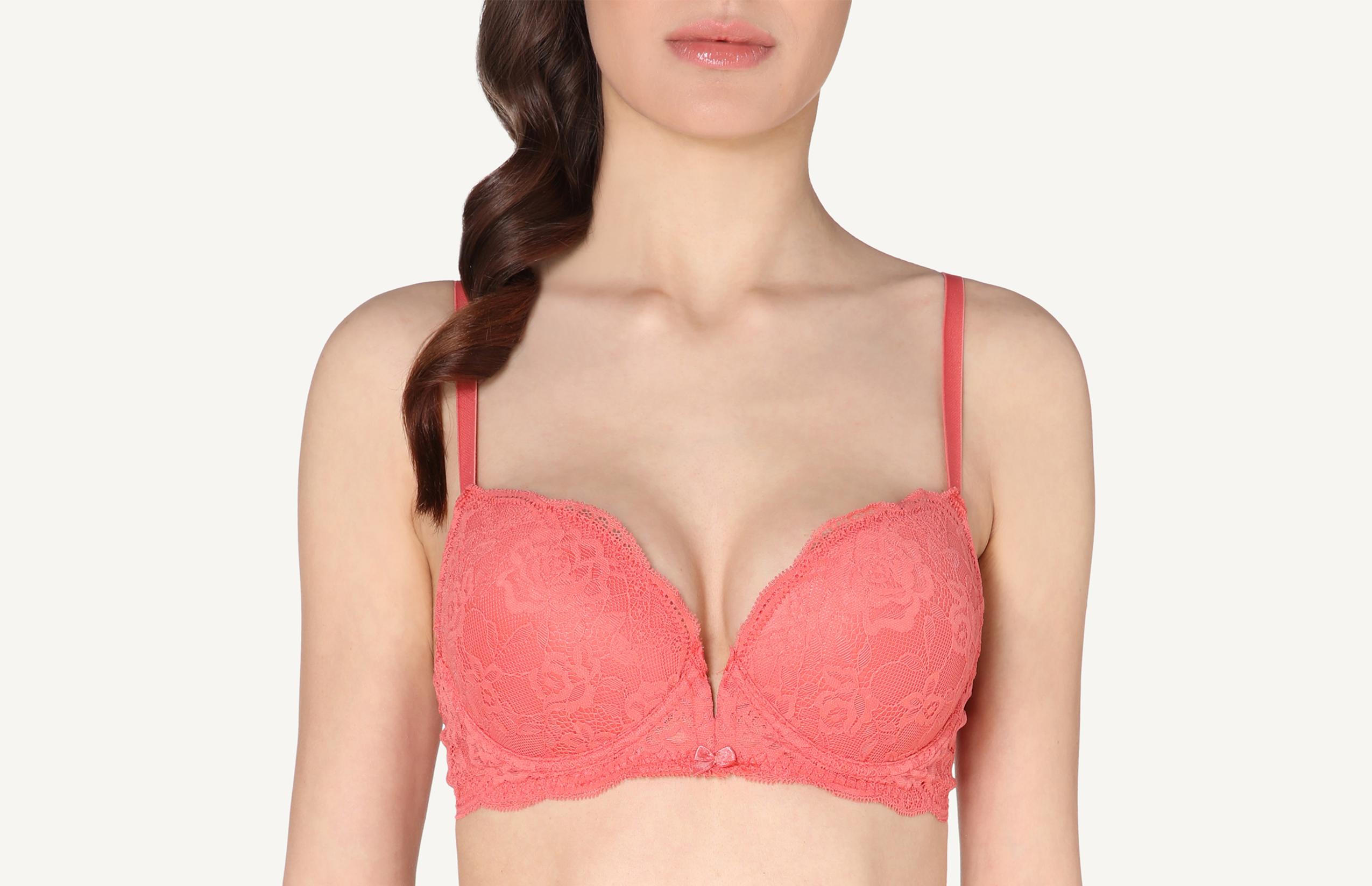 sutiã super push-up mia em renda - laranja