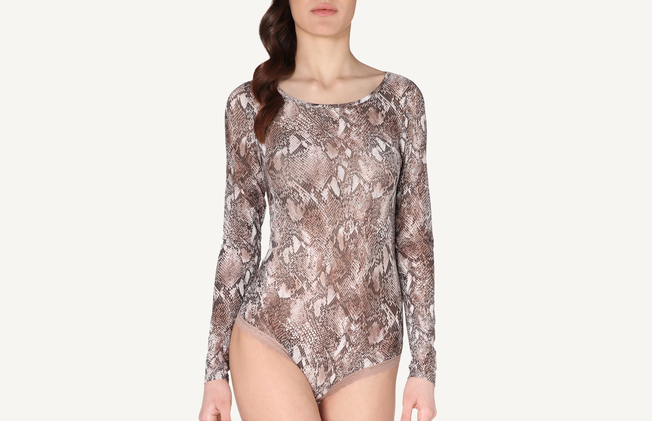 body em tule snake print - marrom