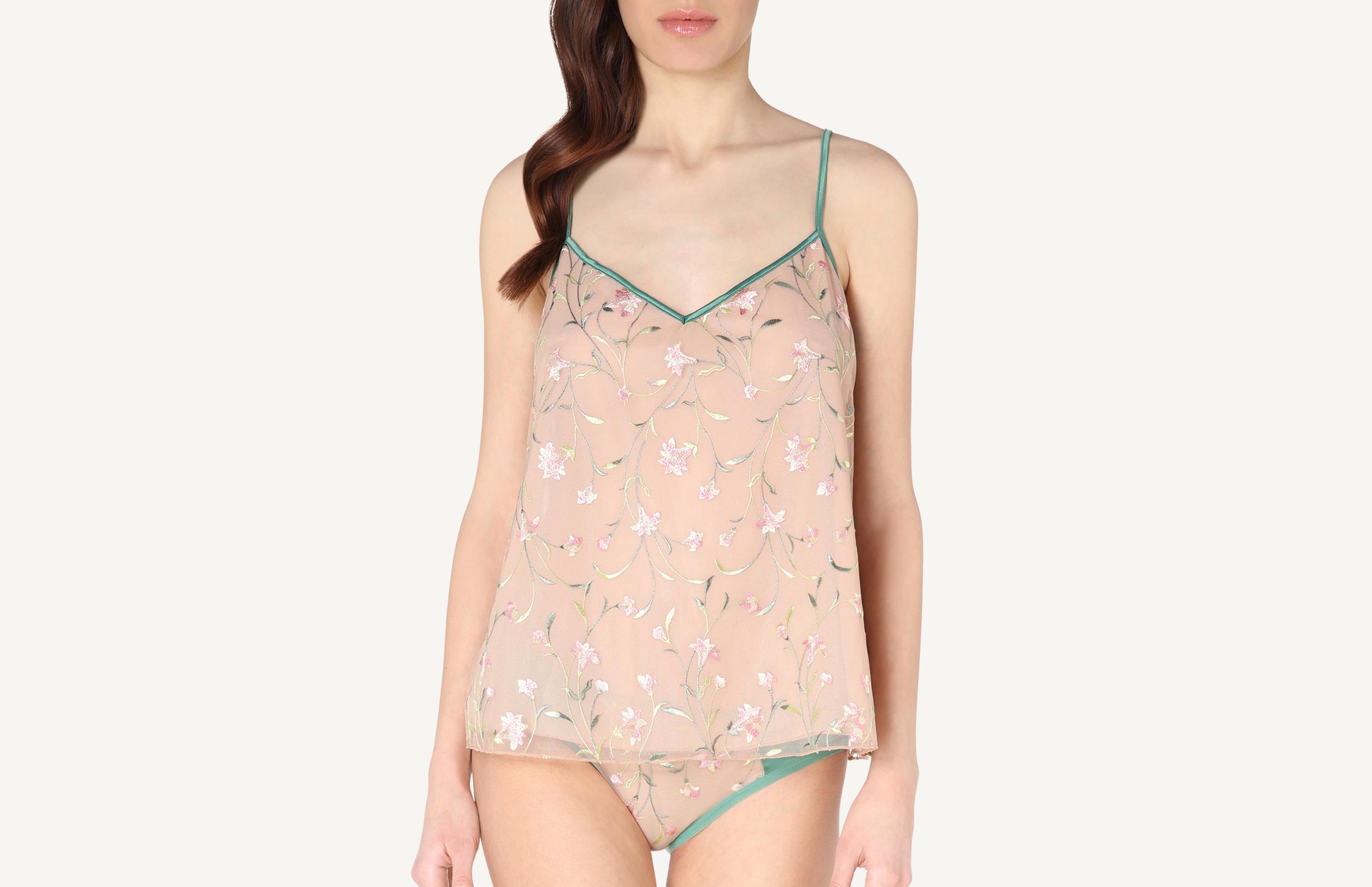 blusa tule bordado botanic ramage - bege