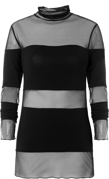 blusa de gola alta em modal e tule as riscas - preto