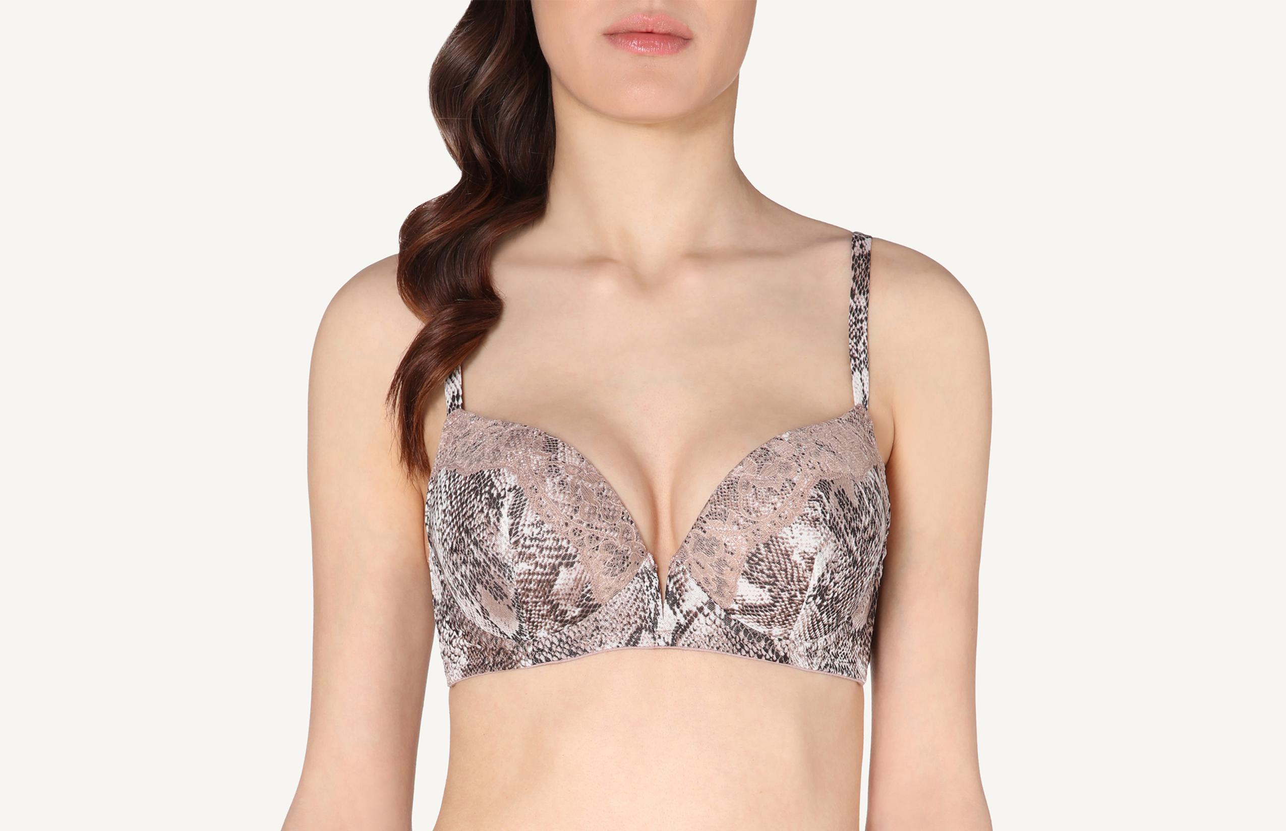 sutiã super push-up mia snake print - marrom