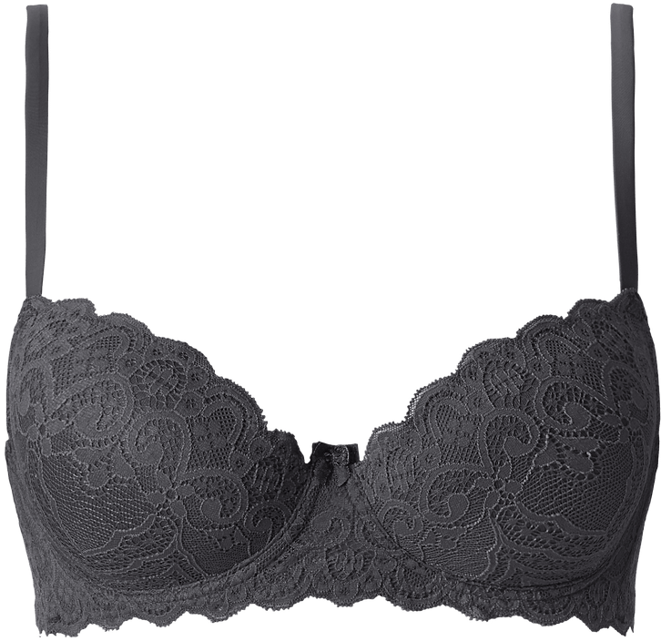 sutiã balconet sofia meia taça com aro em renda - cinza