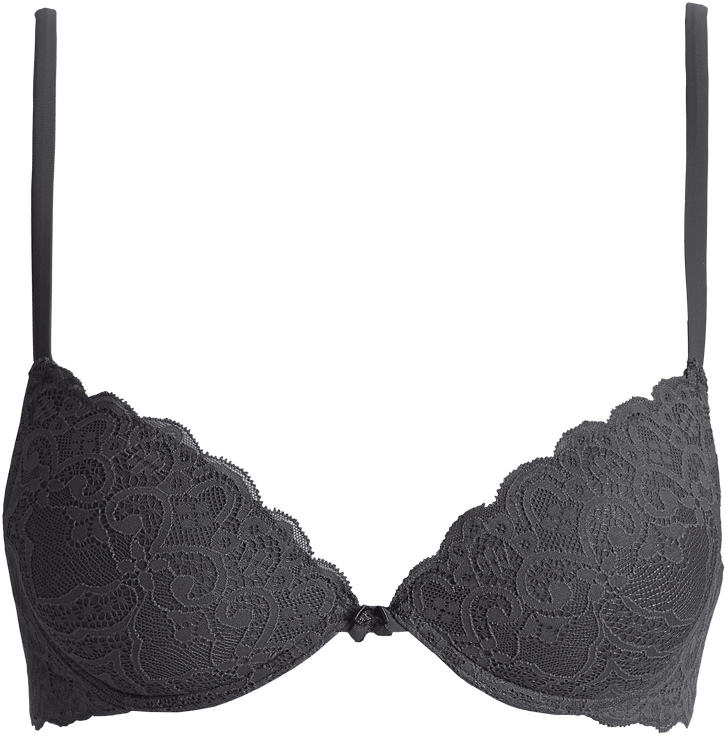 sutiã simona super push-up meia taça  em renda - cinza