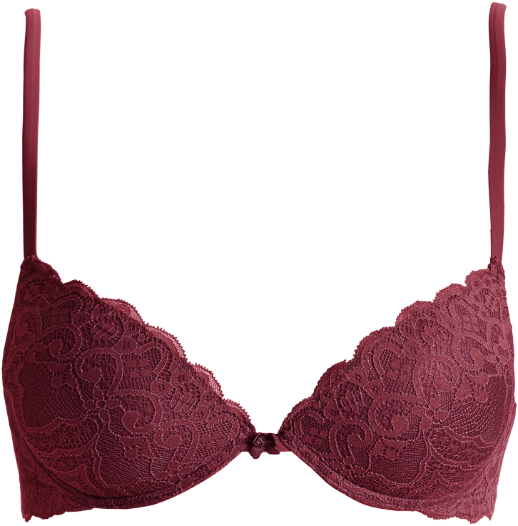 sutiã simona super push-up meia taça  em renda - vermelho