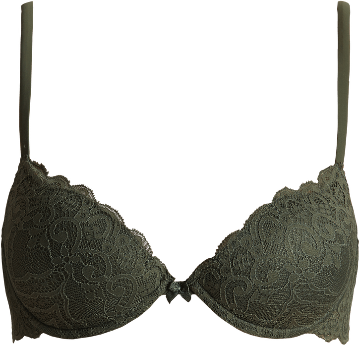 sutiã bellissima push-up meia taça de renda com aro - verde