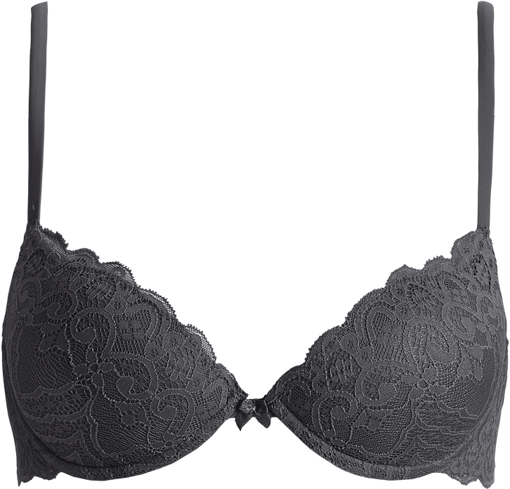 sutiã bellissima push-up meia taça de renda com aro - cinza