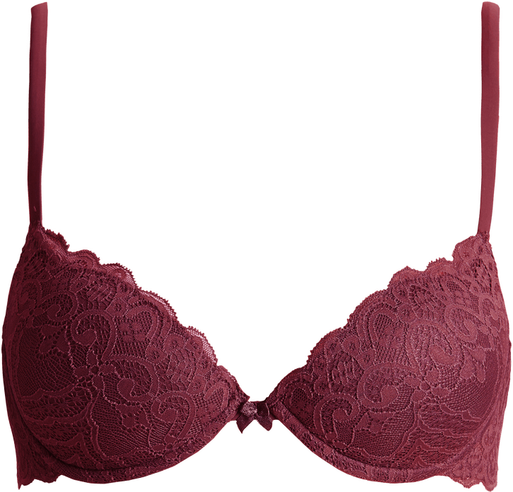 sutiã bellissima push-up meia taça de renda com aro - vermelho