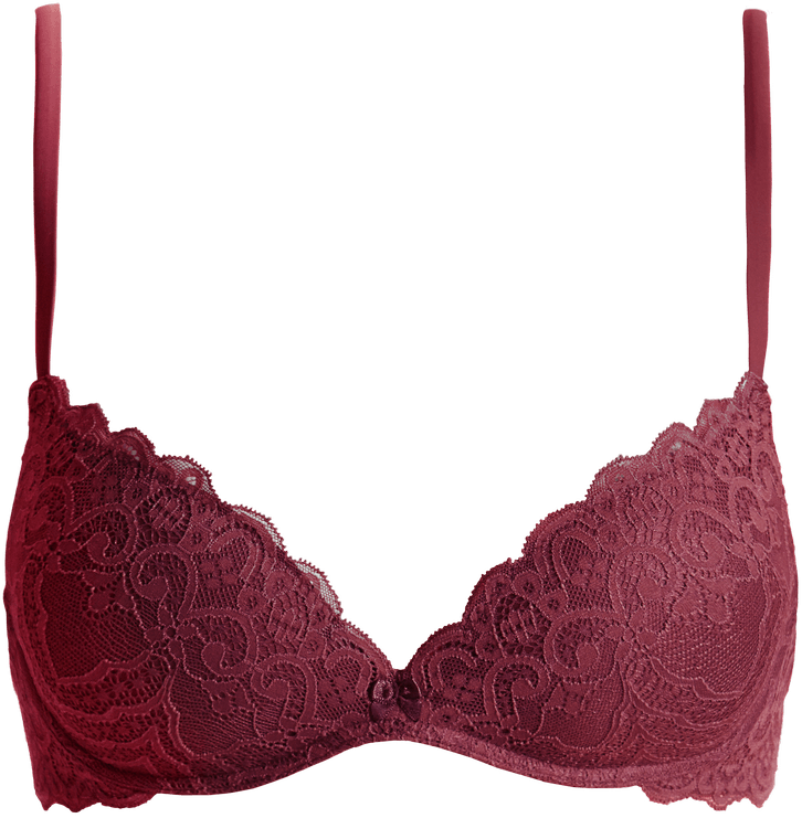 sutiã gioia super push-up meia taça com bojo de renda - vermelho