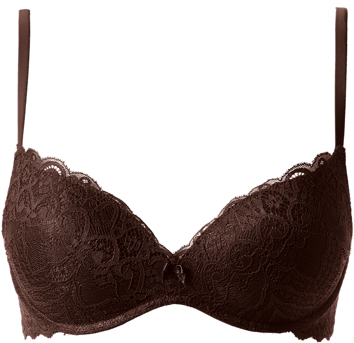 sutiã manuela push-up em renda. - marrom