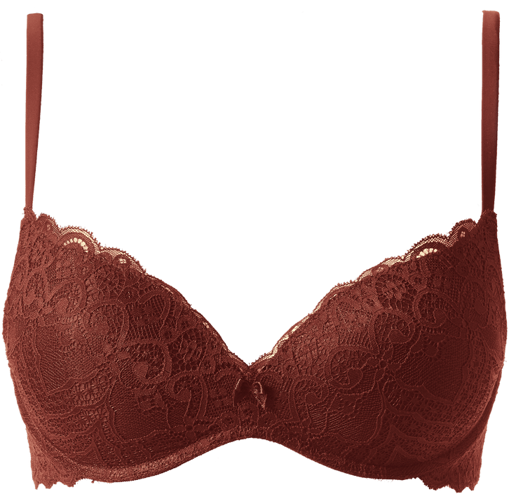 sutiã manuela push-up em renda. - marrom