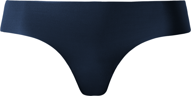 tanga em microfibra sem costuras e renda - azul