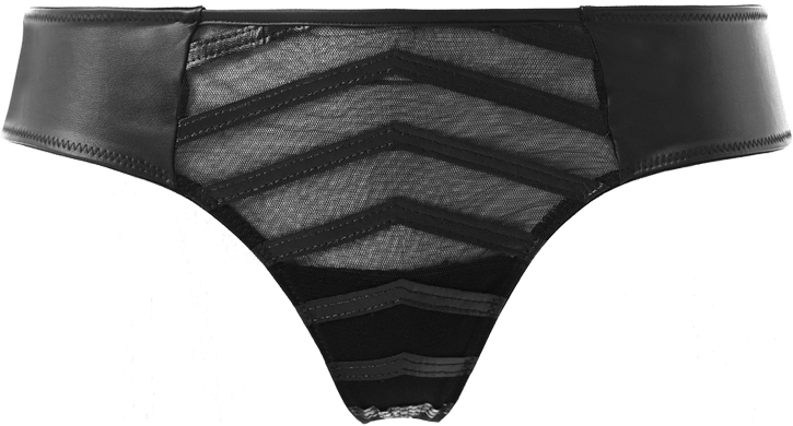 tanga transparent leather - preto