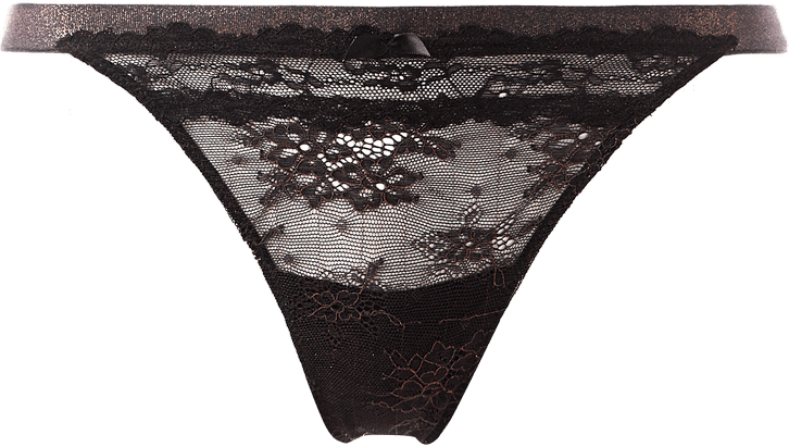 tanga de tira lateral metallic lace - preto