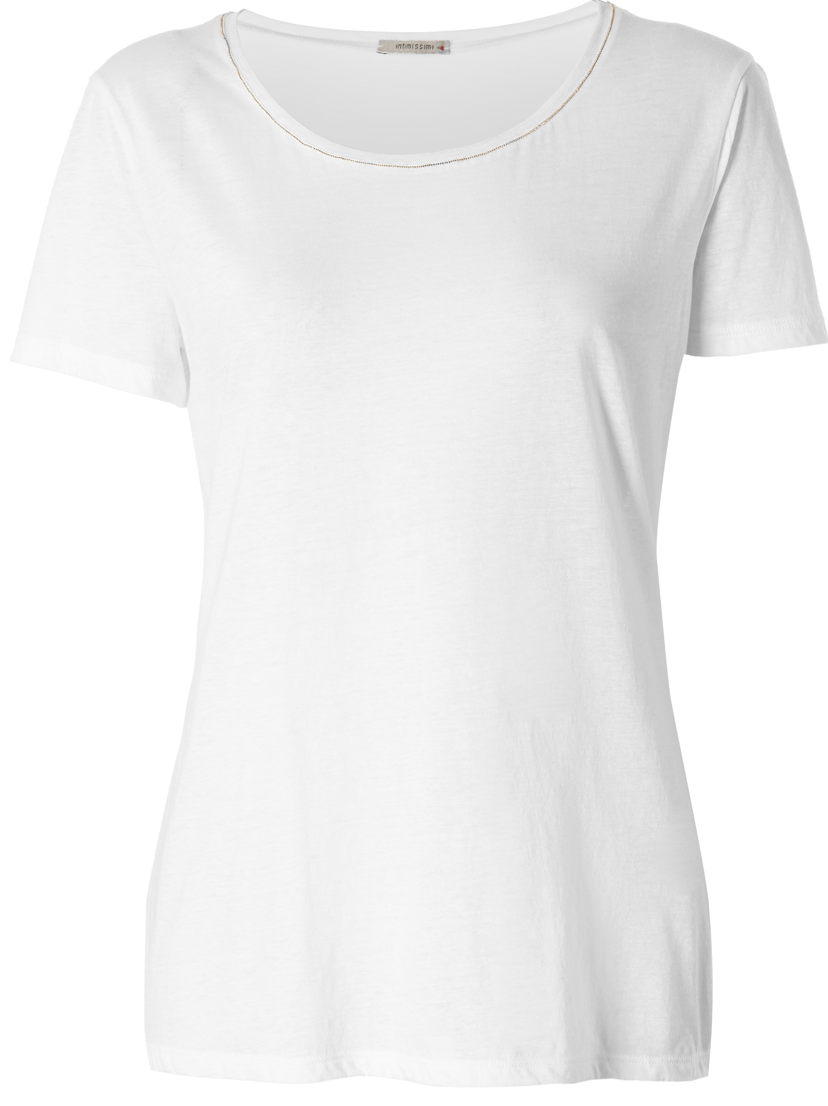 blusa de manga curta com tule e corrente - branco