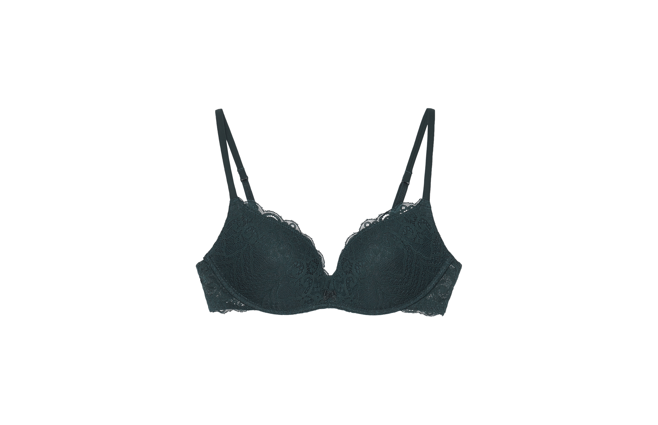 sutiã gioia super push-up meia taça com bojo de renda - verde