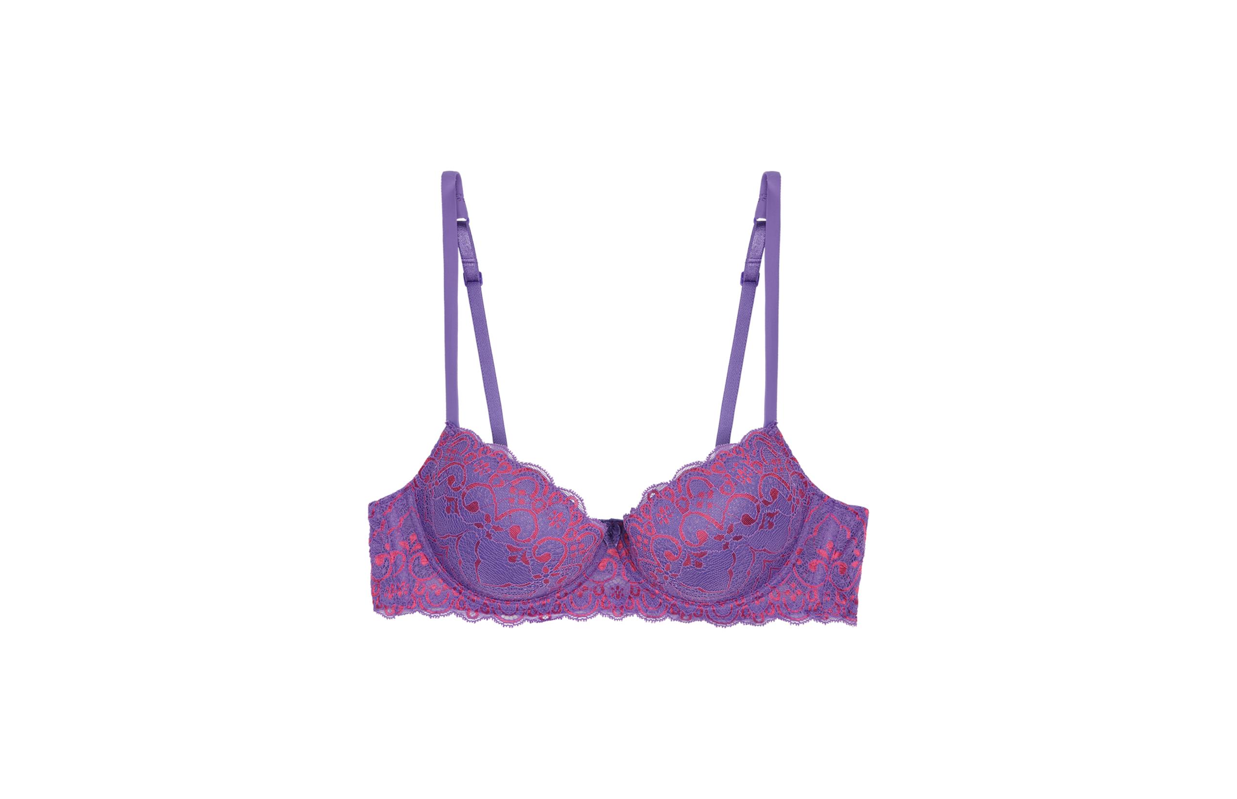 sutiã balconet sofia meia taça com aro em renda - roxo
