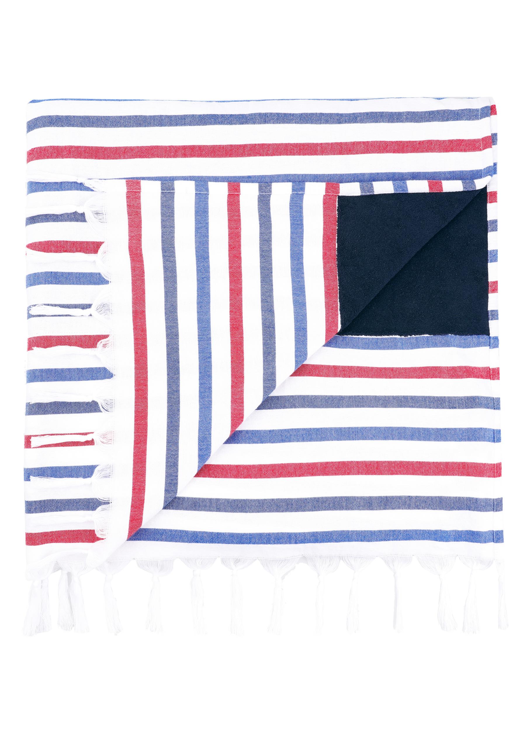 toalha de praia algodão estampa riscas - branco