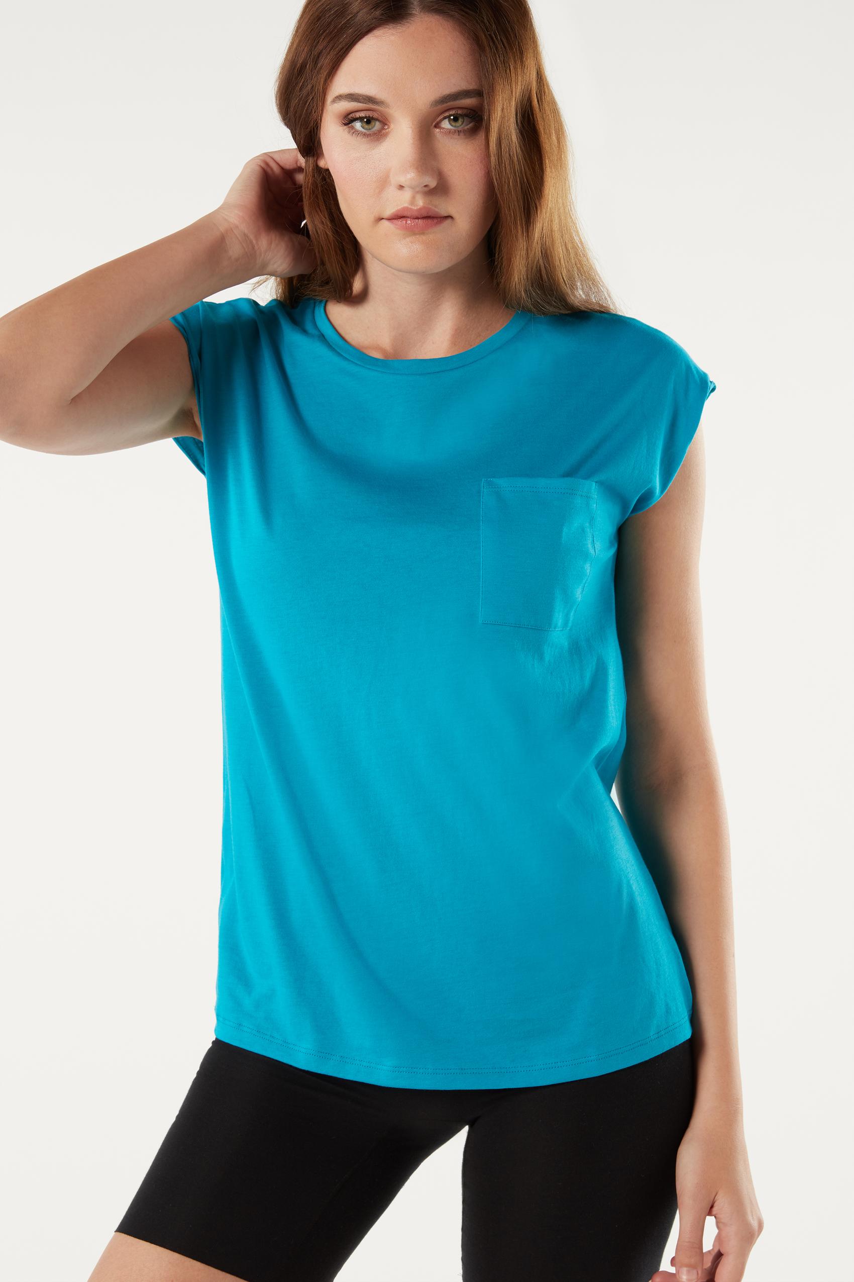 blusa meia manga em algodão supima extrafino - azul