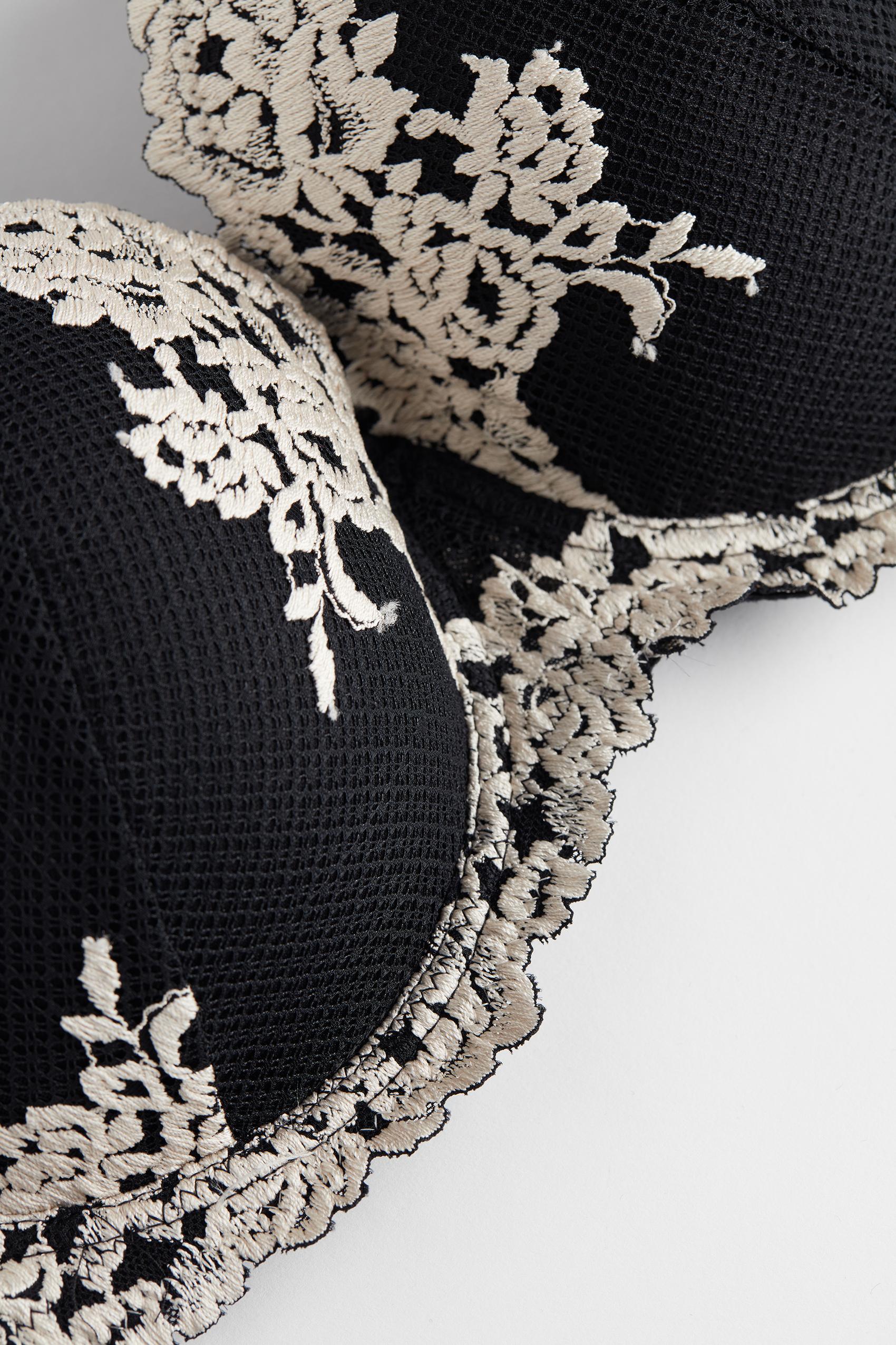 sutiã balconet mina pretty flowers - preto