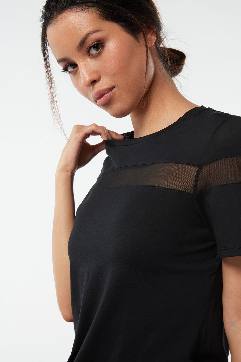 blusa de meia manga em algodão supima ultrafresh - preto