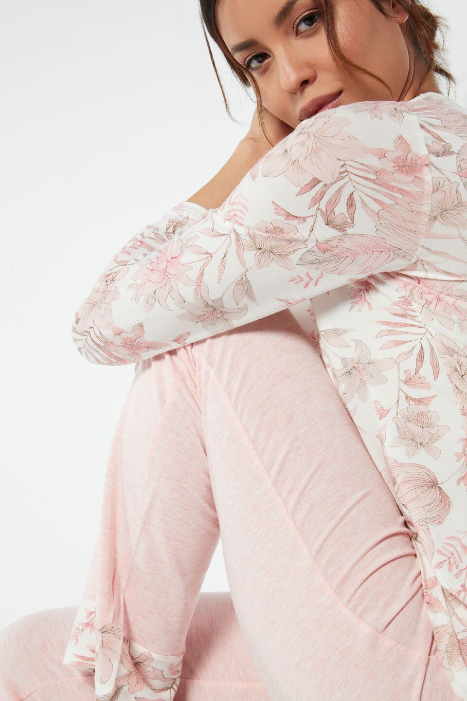 pijama comprido em modal spring breeze - rosa