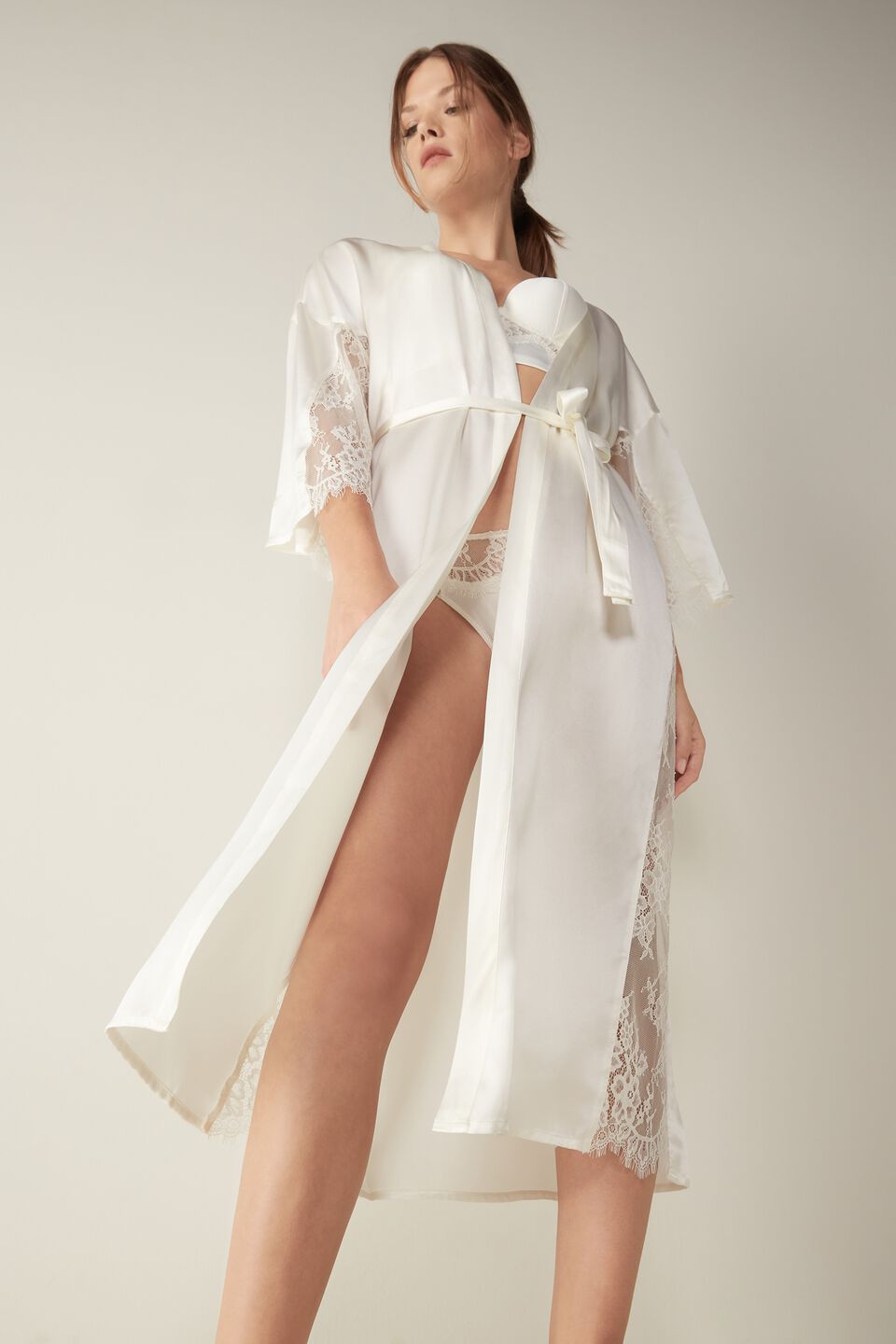 robe em seda slip into elegance - marfim