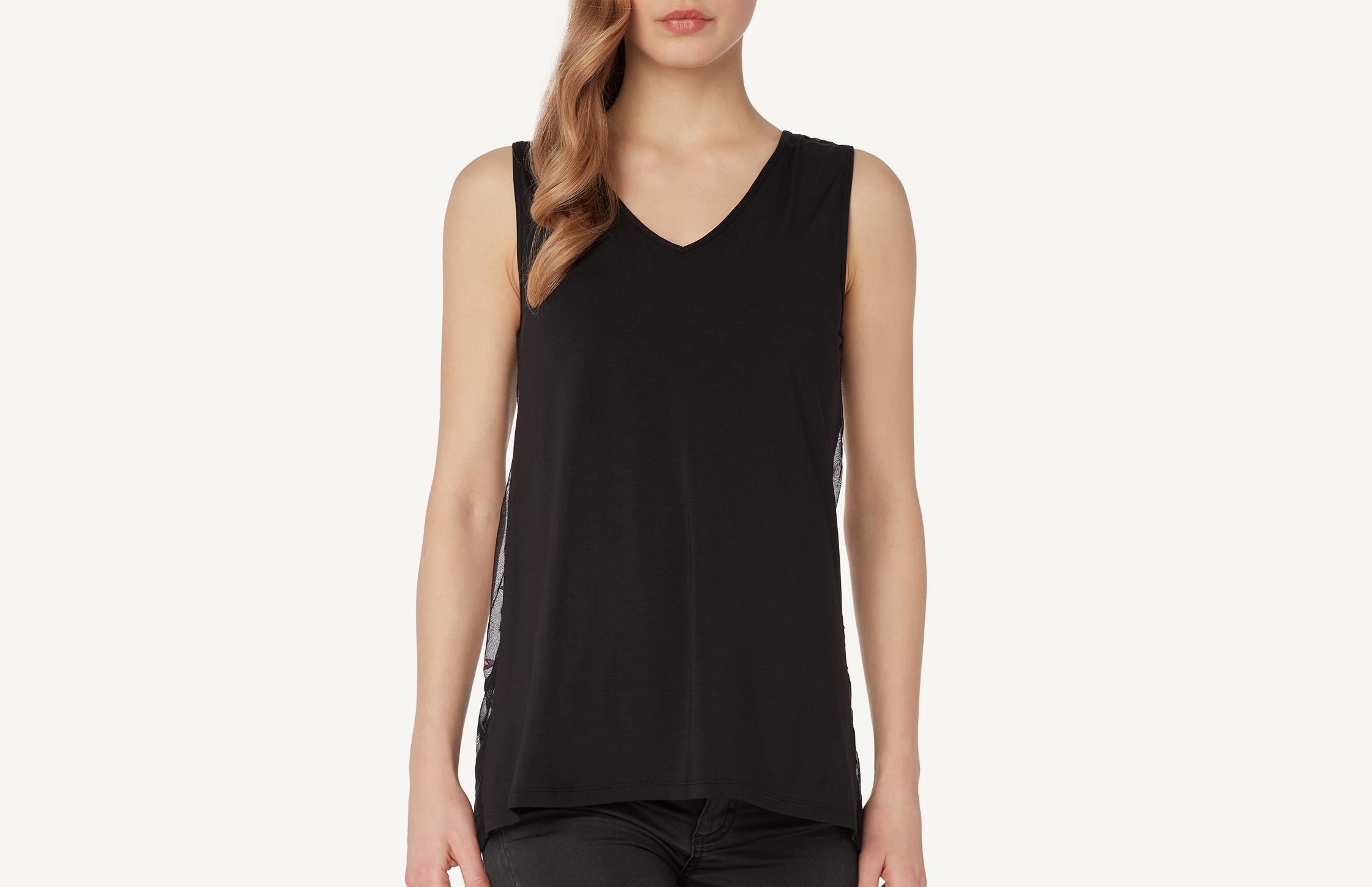 blusa reversível de modal e tule - preto