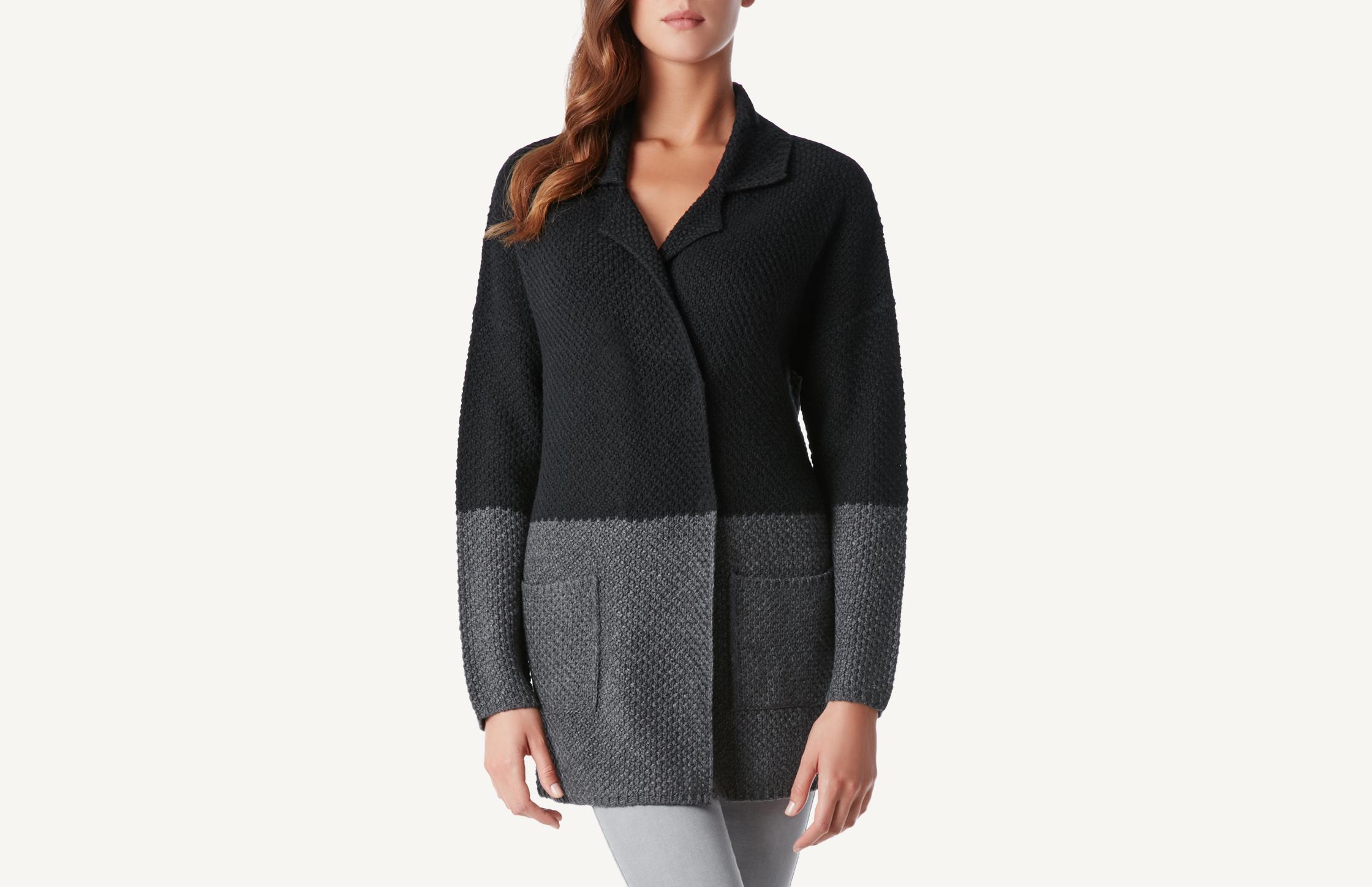 casaco comprido corte blazer - preto