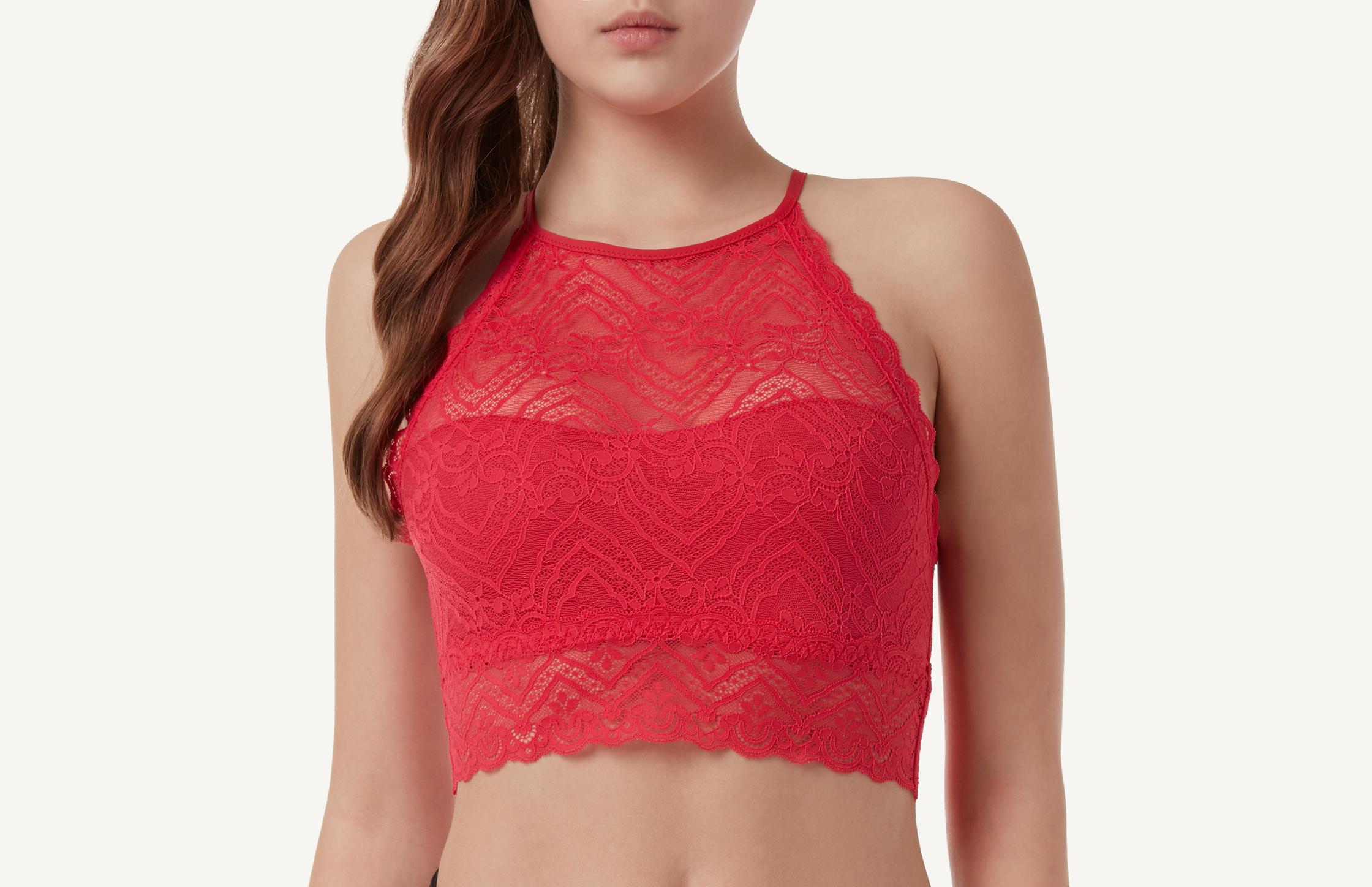 blusa bra de renda lycra® lace - vermelho