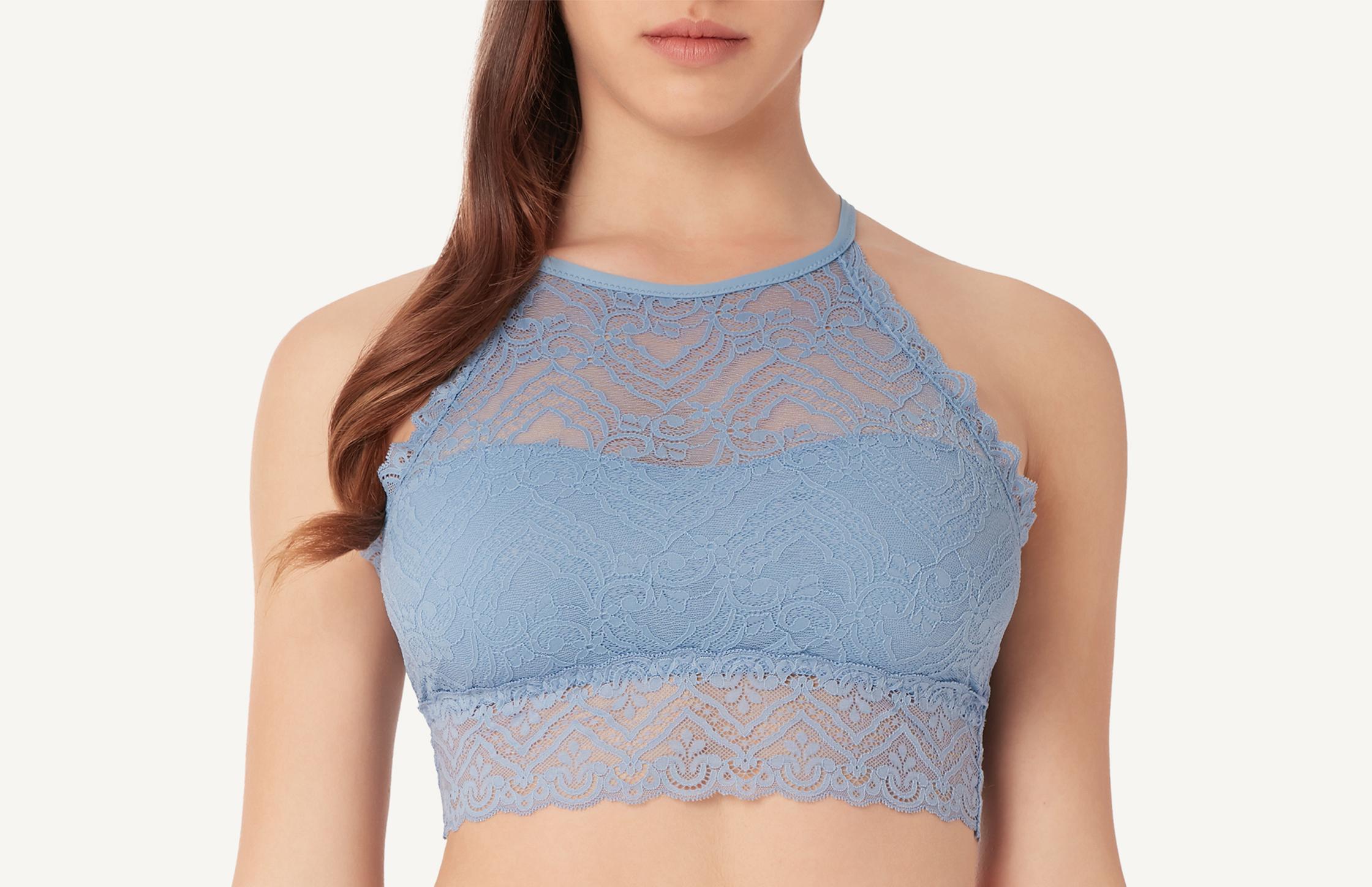 blusa bra de renda lycra® lace - azul