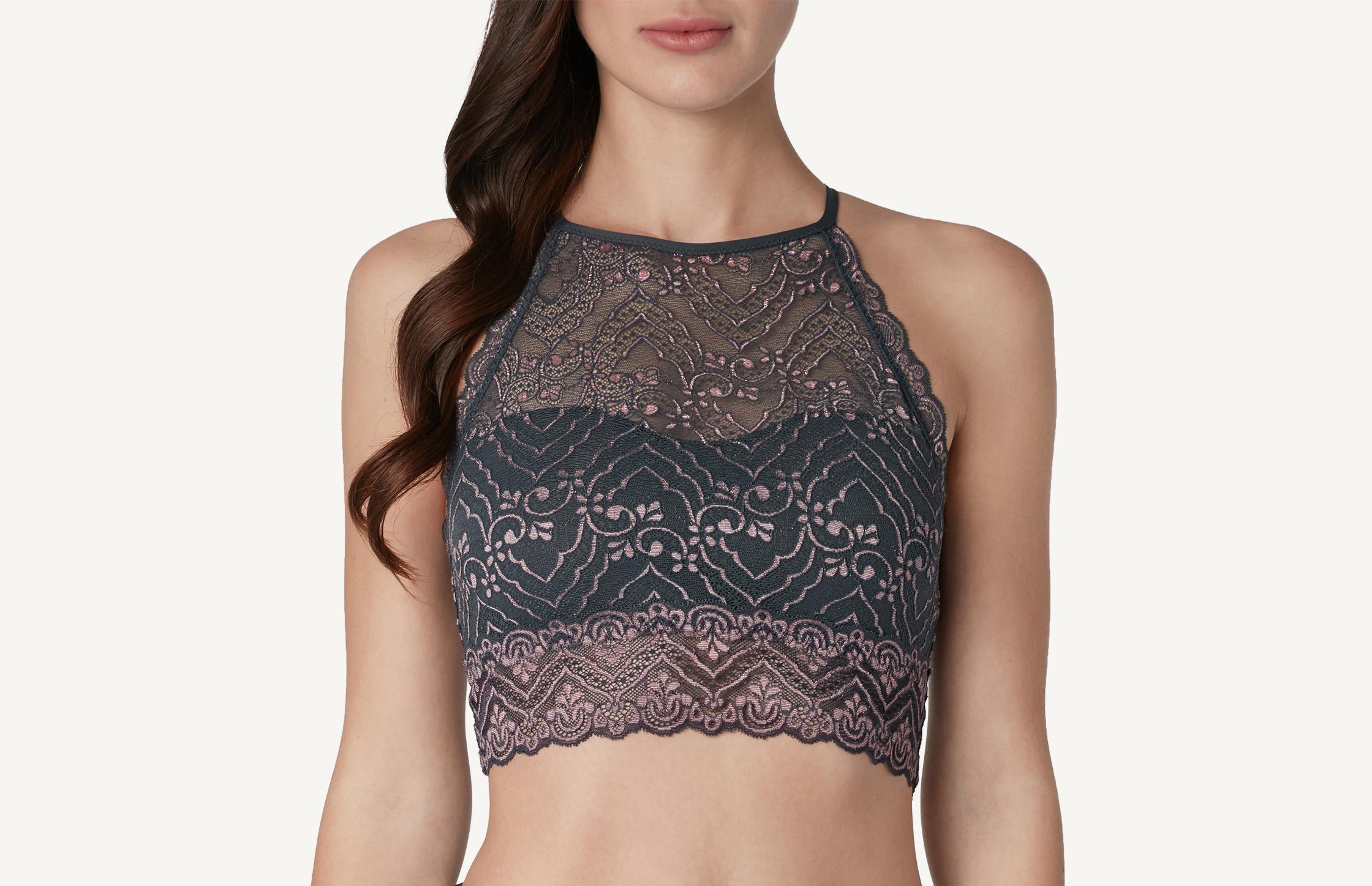 blusa bra de renda lycra® lace - cinza