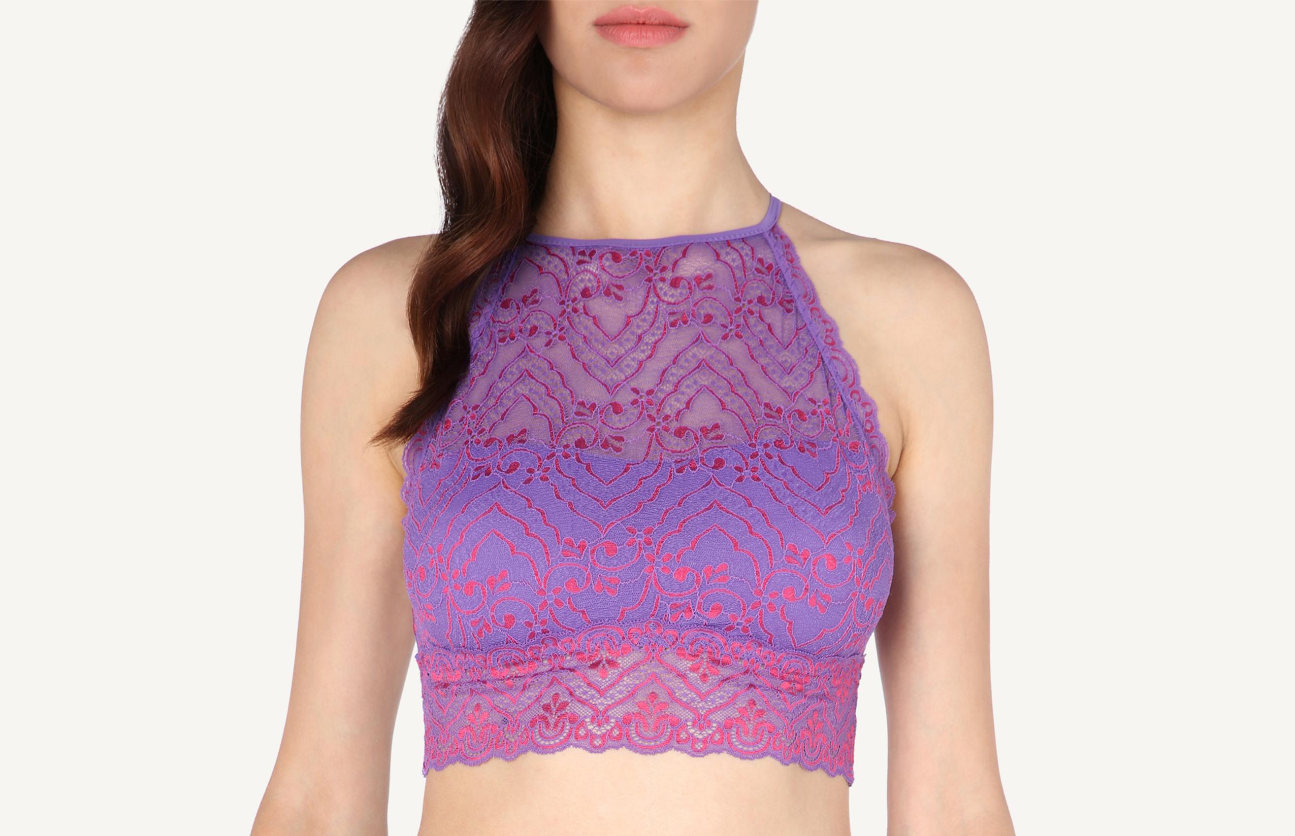 blusa bra de renda lycra® lace - roxo