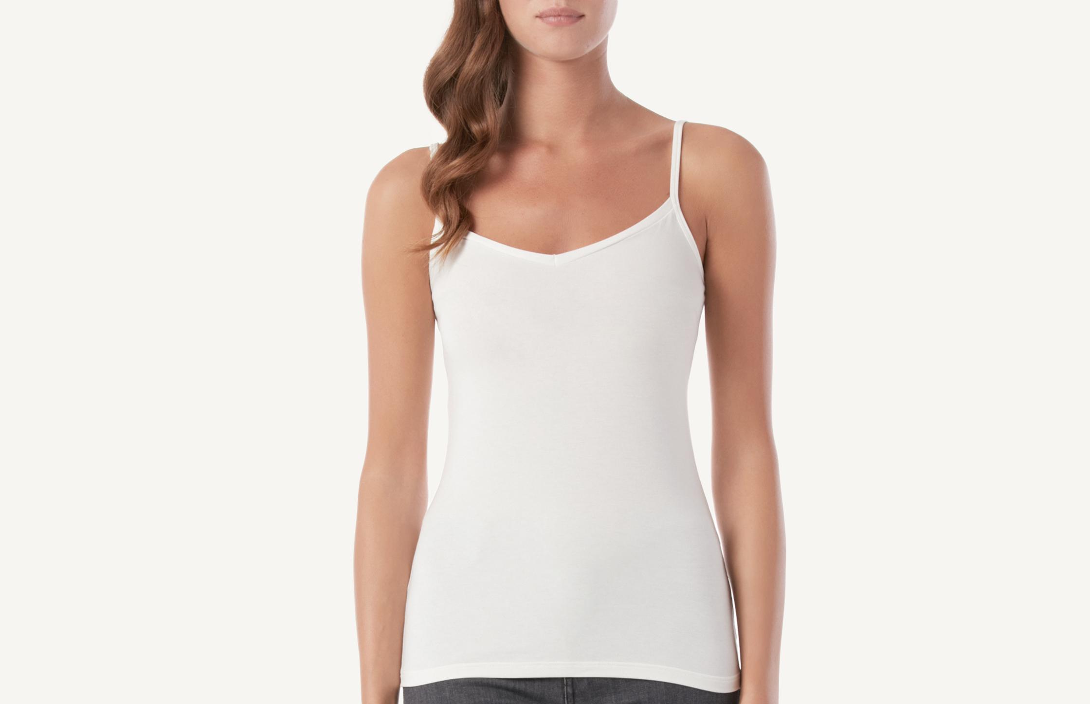 blusa de alças com decote em v em modal - off-white