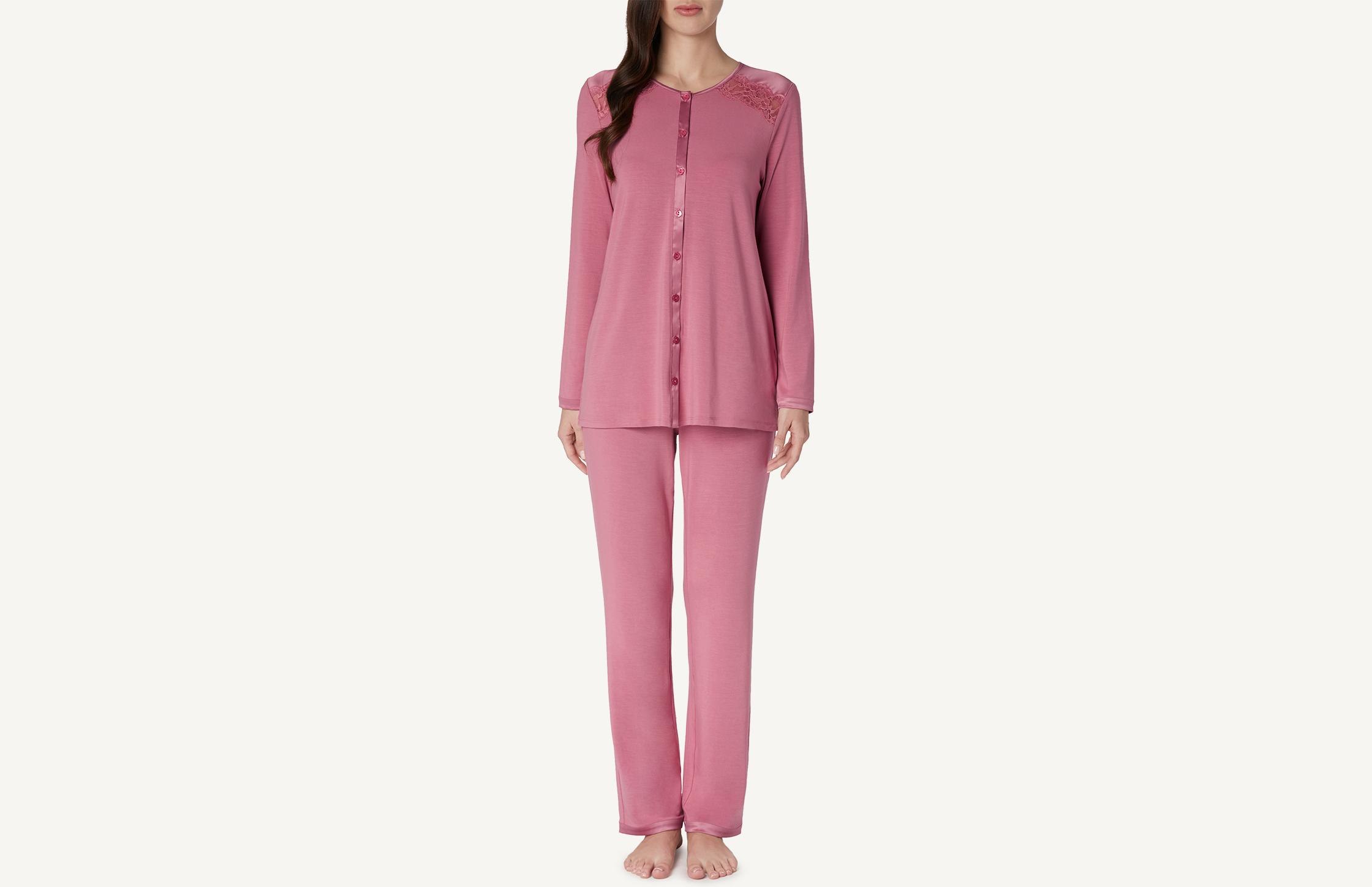 pijama comprido modal aberto romantic ballerina - rosa