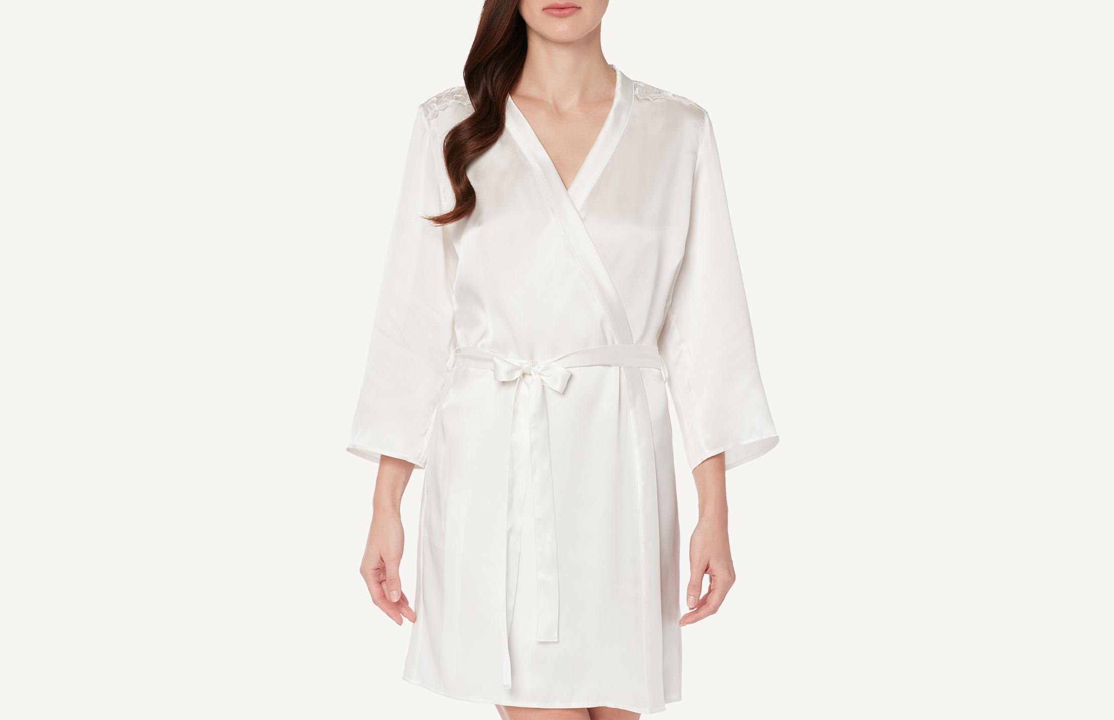 robe de seda blooming embroidery - branco