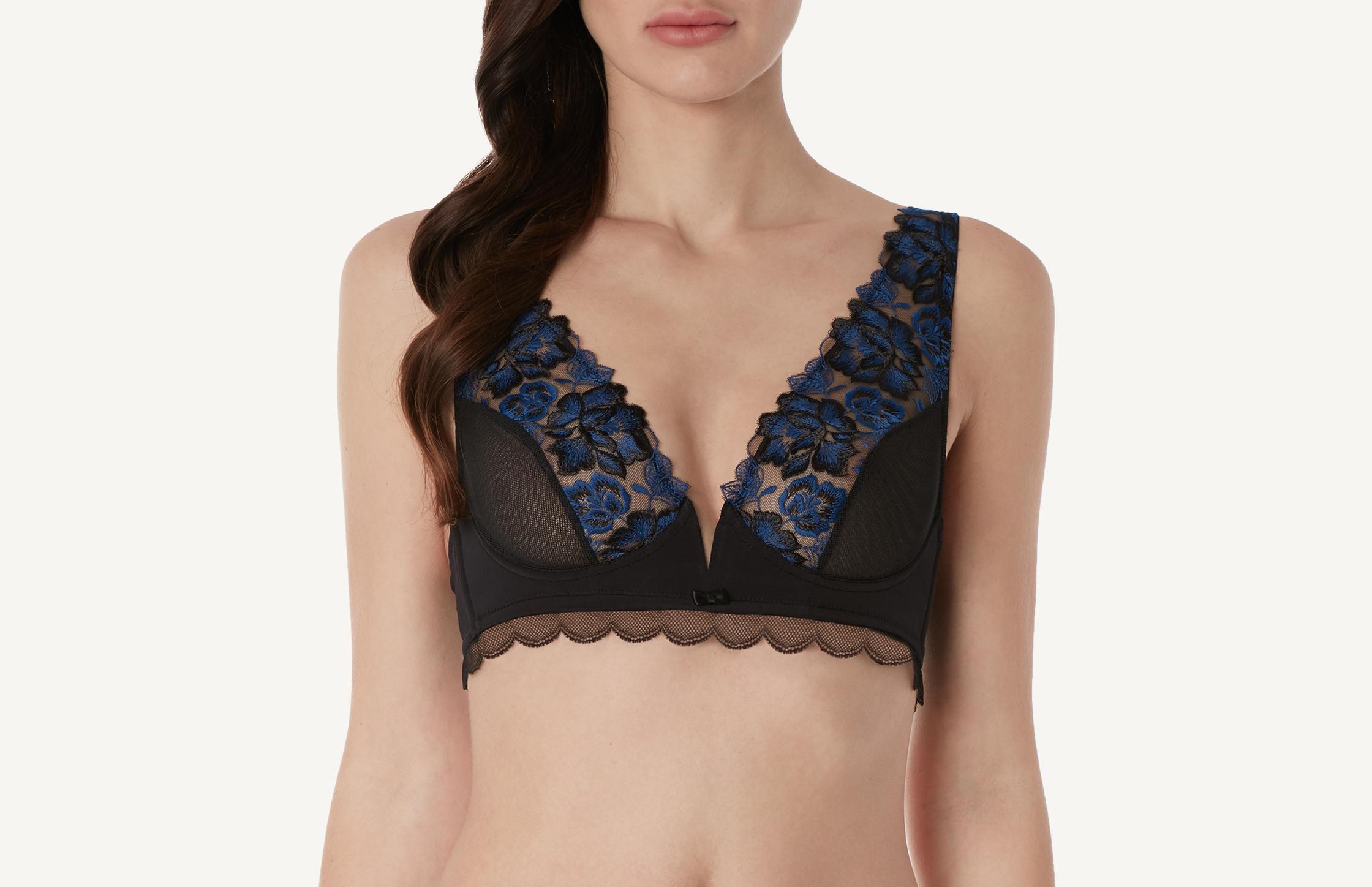 sutiã balconet paola blooming embroidery - preto