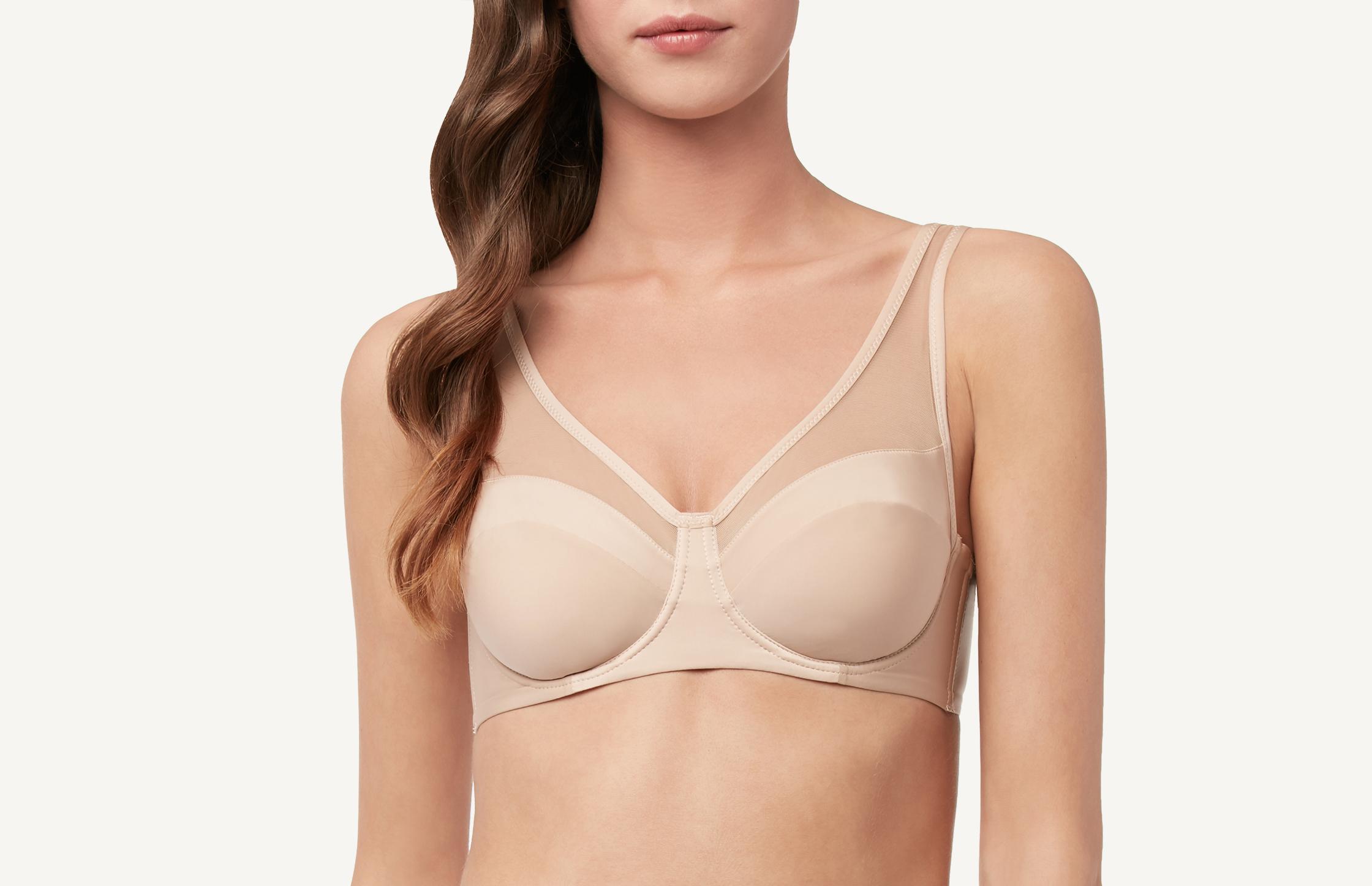 sutiã balconet em microfibra ultra light e tule - bege