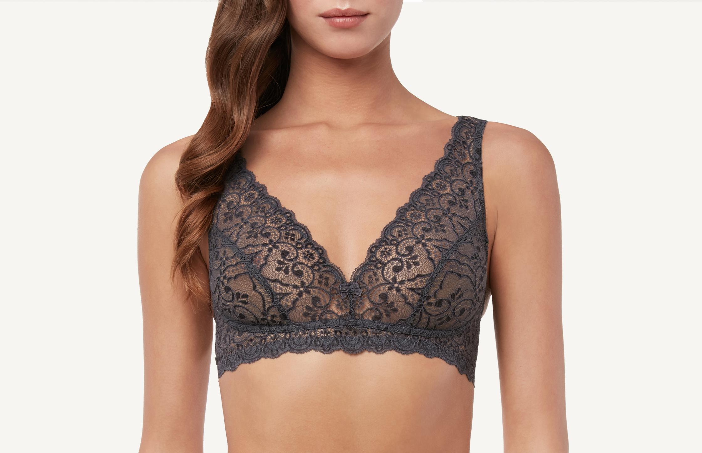 sutiã balconet stefania sem bojo e aro em renda - cinza