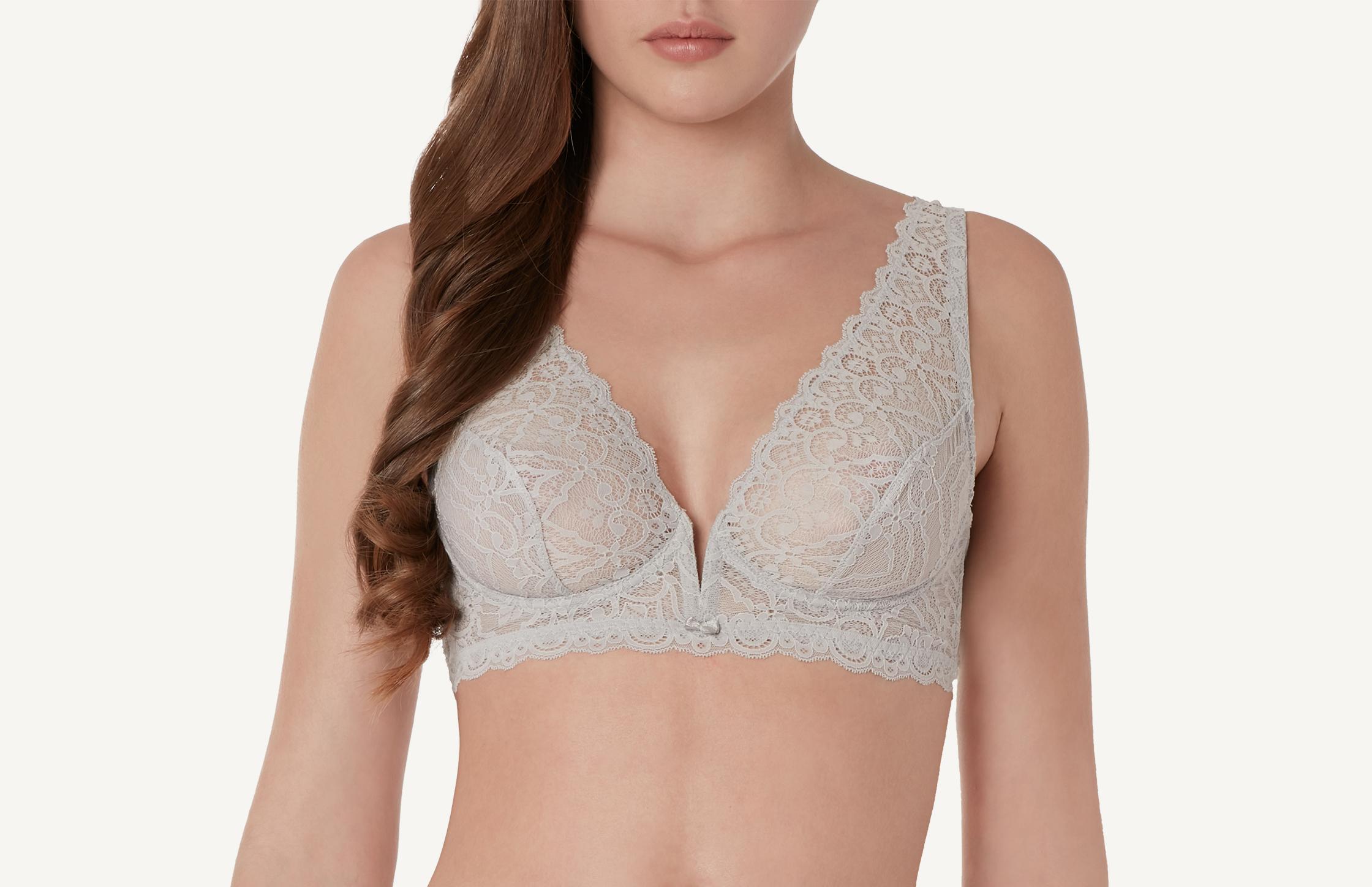 sutiã balconet paola em renda - cinza