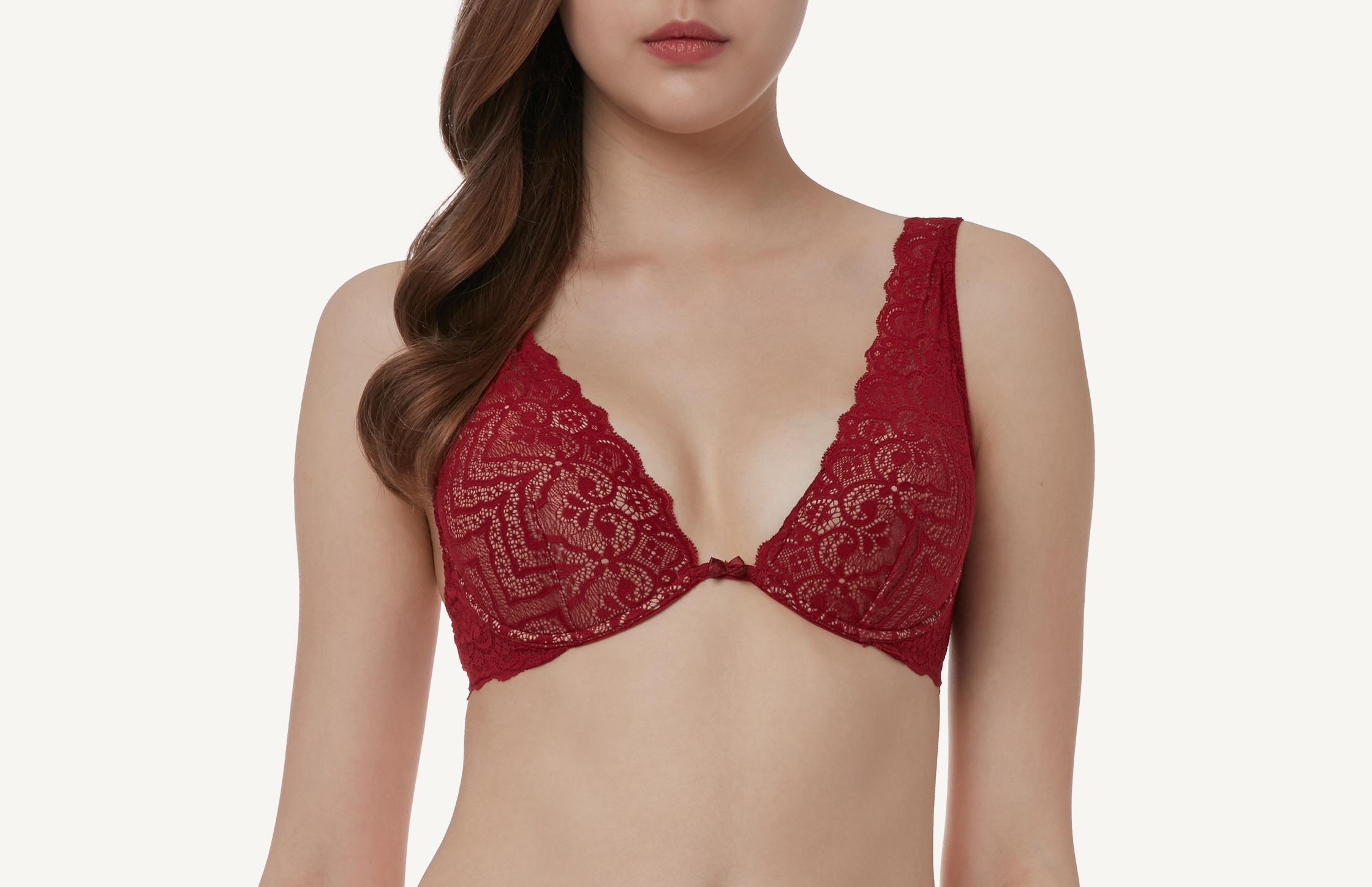 sutiã balconet elena com aro  em renda - vermelho