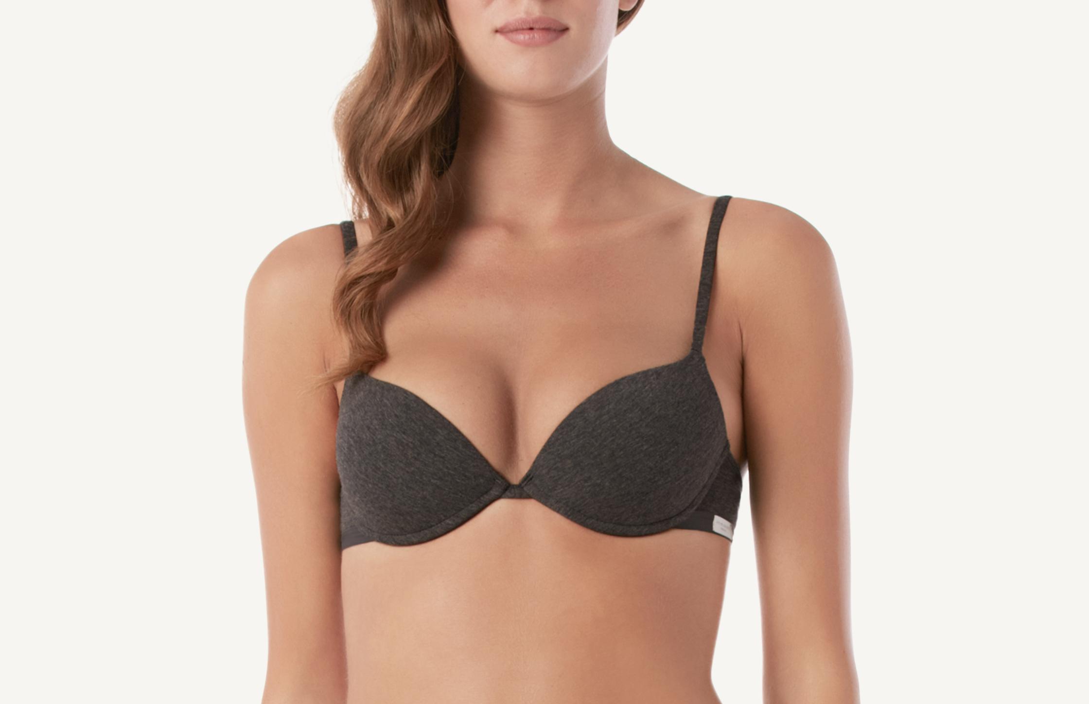 sutiã bellissima push-up meia taça sem bojo em renda - cinza