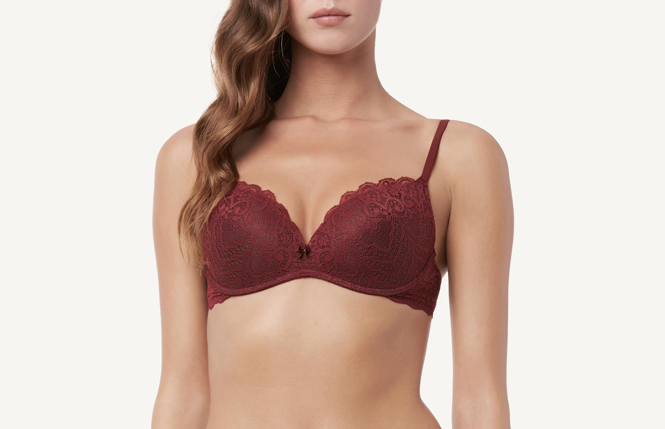 sutiã manuela push-up em renda. - vermelho