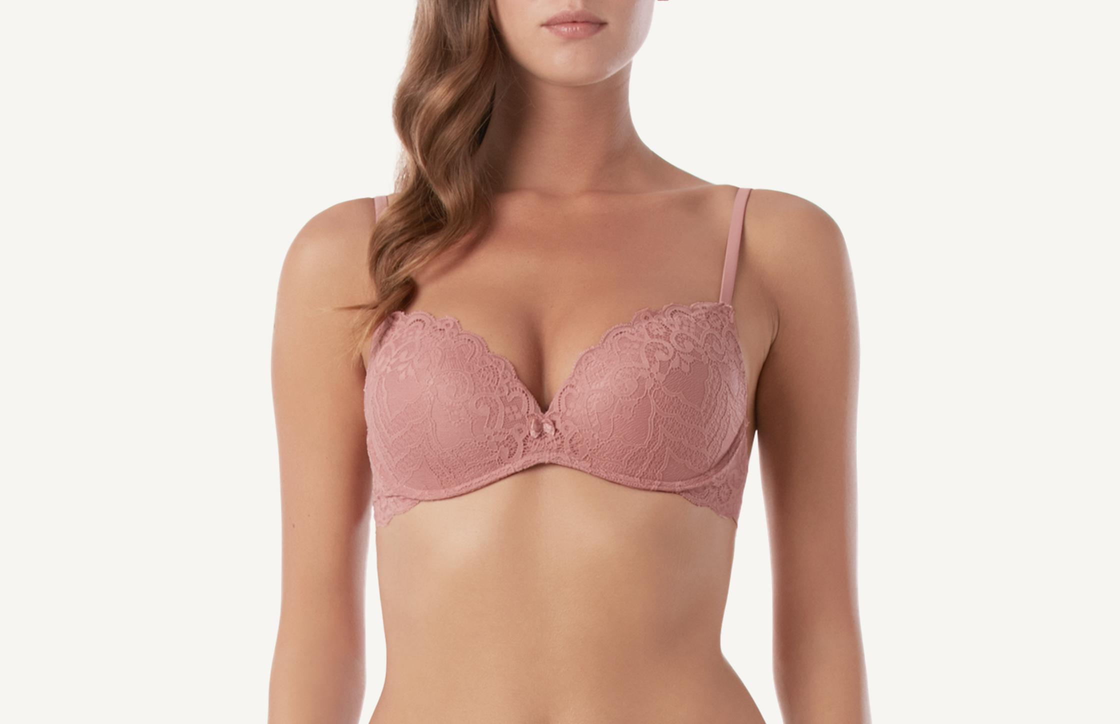 sutiã manuela push-up em renda. - rosa