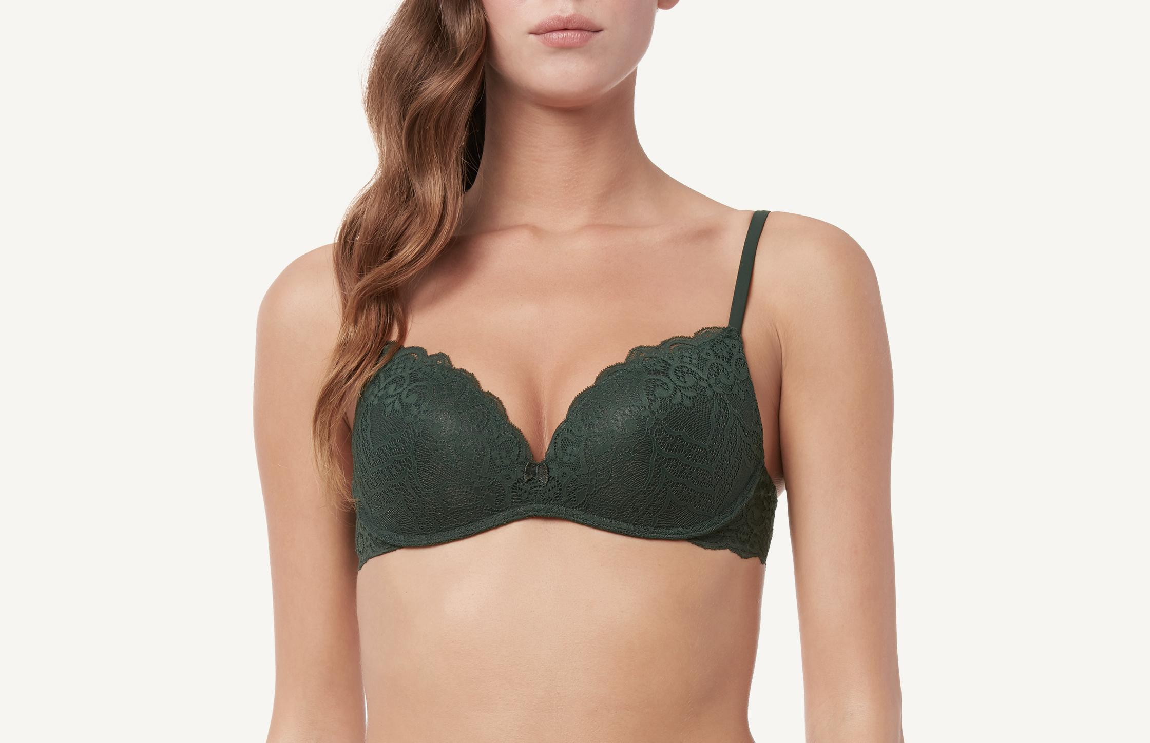sutiã manuela push-up em renda. - verde