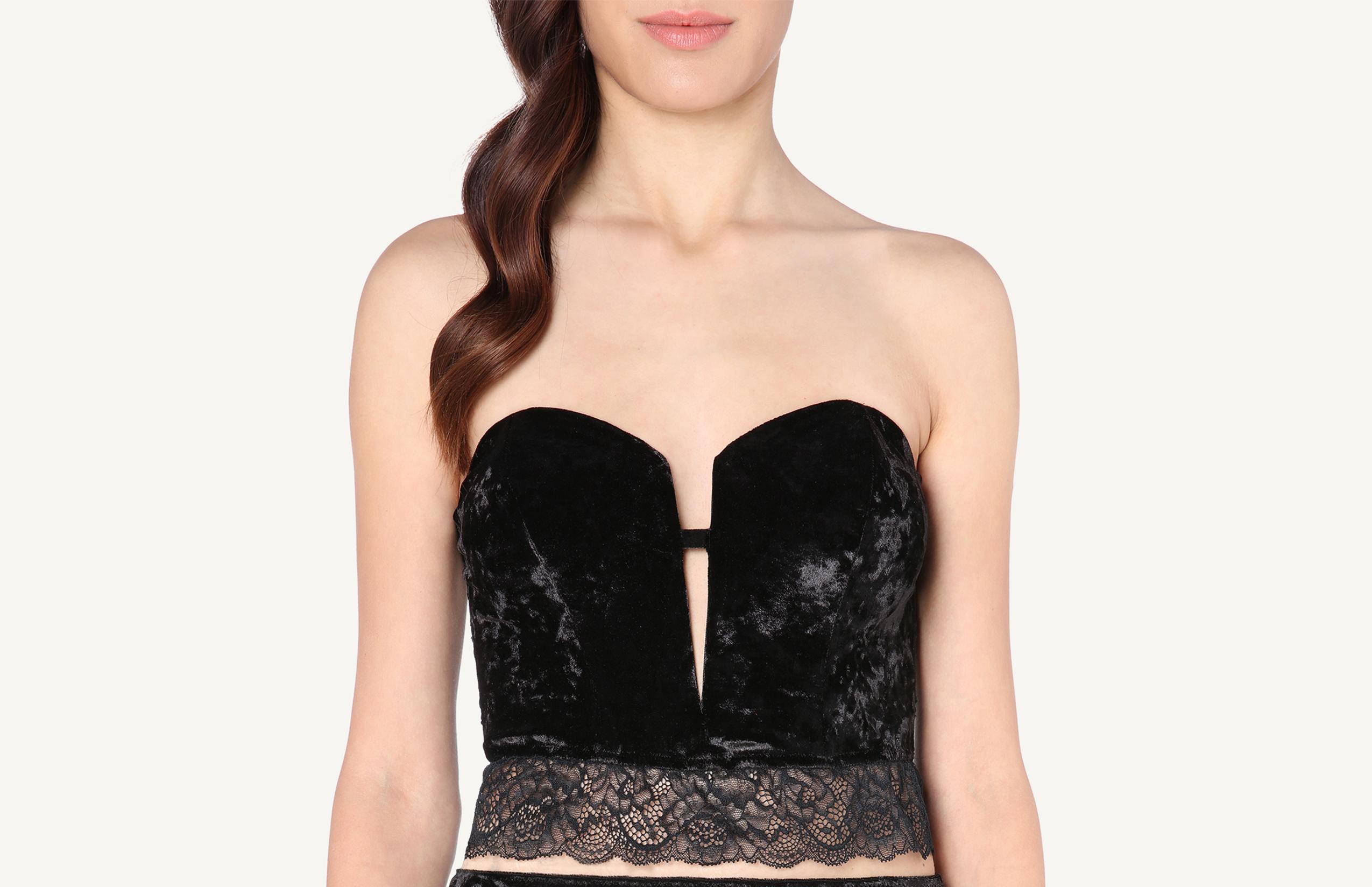 sutiã top bustier velvet touch - preto